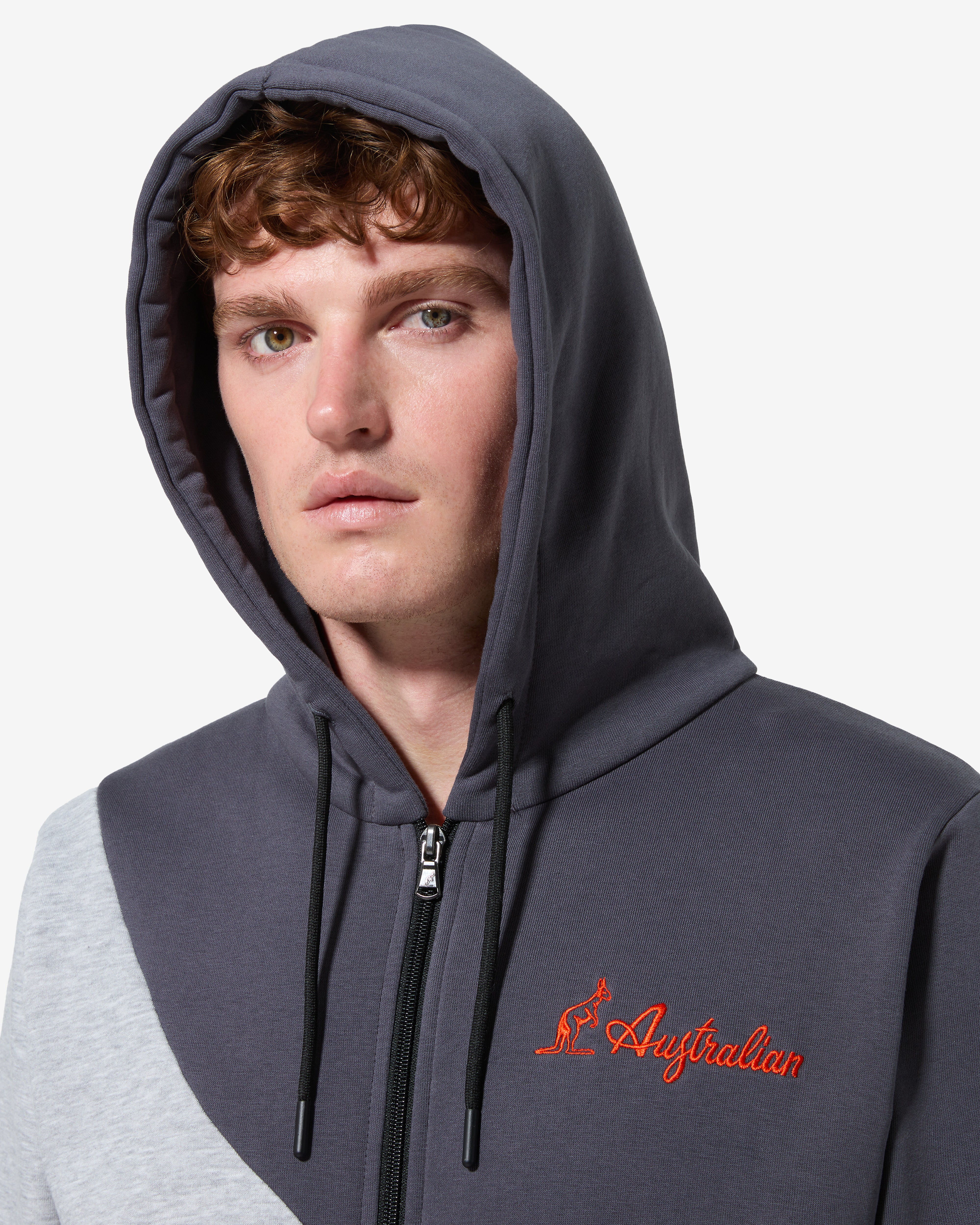 australian-anti-gravity-track-jacket-felpa-grigio-melange-full-zip-con-cappuccio image 4