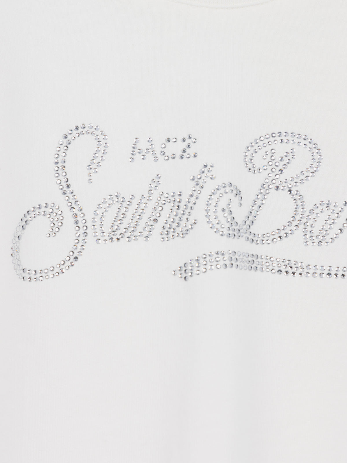 mc2-saint-barth-penny-t-shirt-bambina-bianca-maniche-lunghe-logo-strass image 2