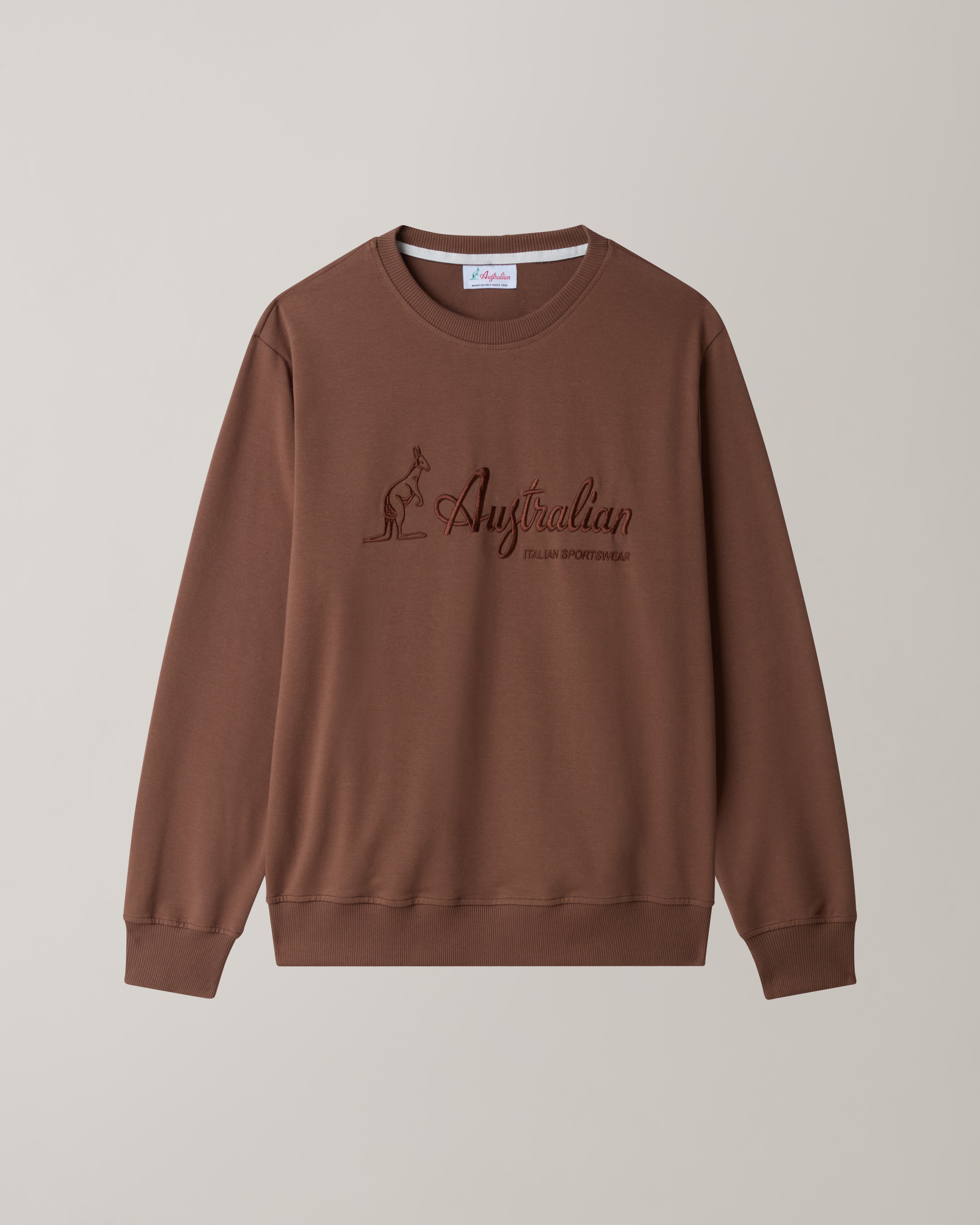australian-statement-logo-crewneck-felpa-girocollo-uomo-cannella image 5