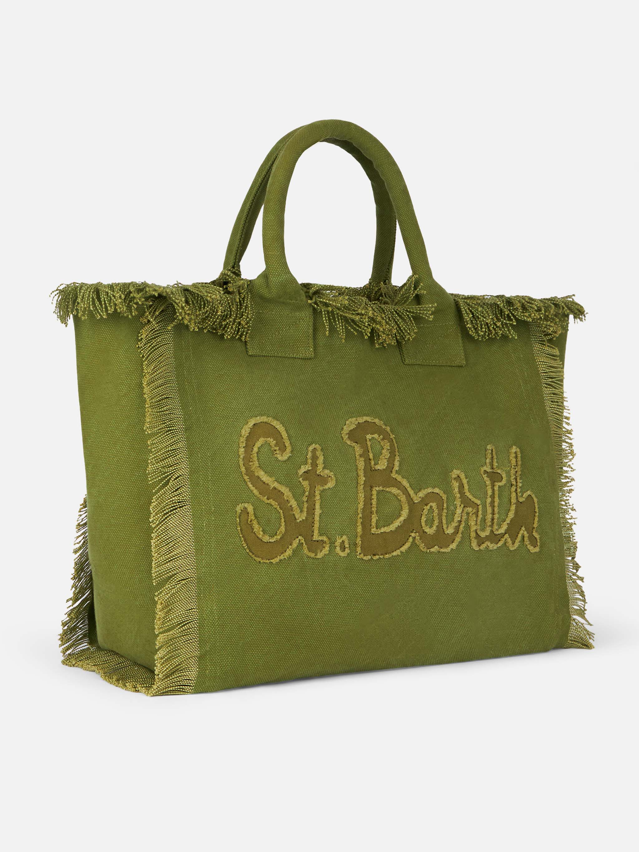 mc2-saint-barth-vanity-borsa-tote-in-tela-di-cotone-verde-militare-con-toppa-log image 3