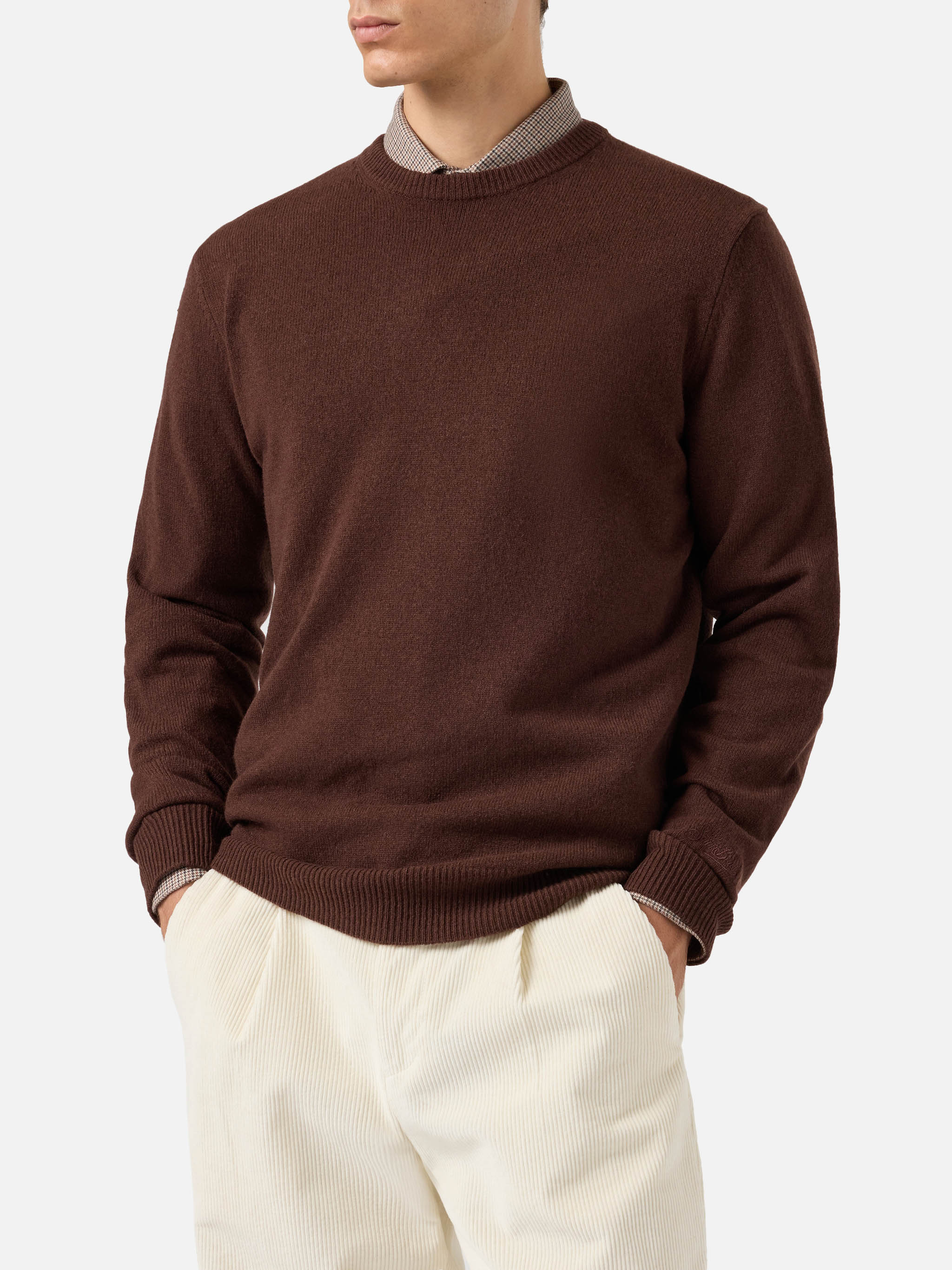 mc2-saint-barth-regent-maglione-uomo-marrone-100-lambswool-girocollo image 1