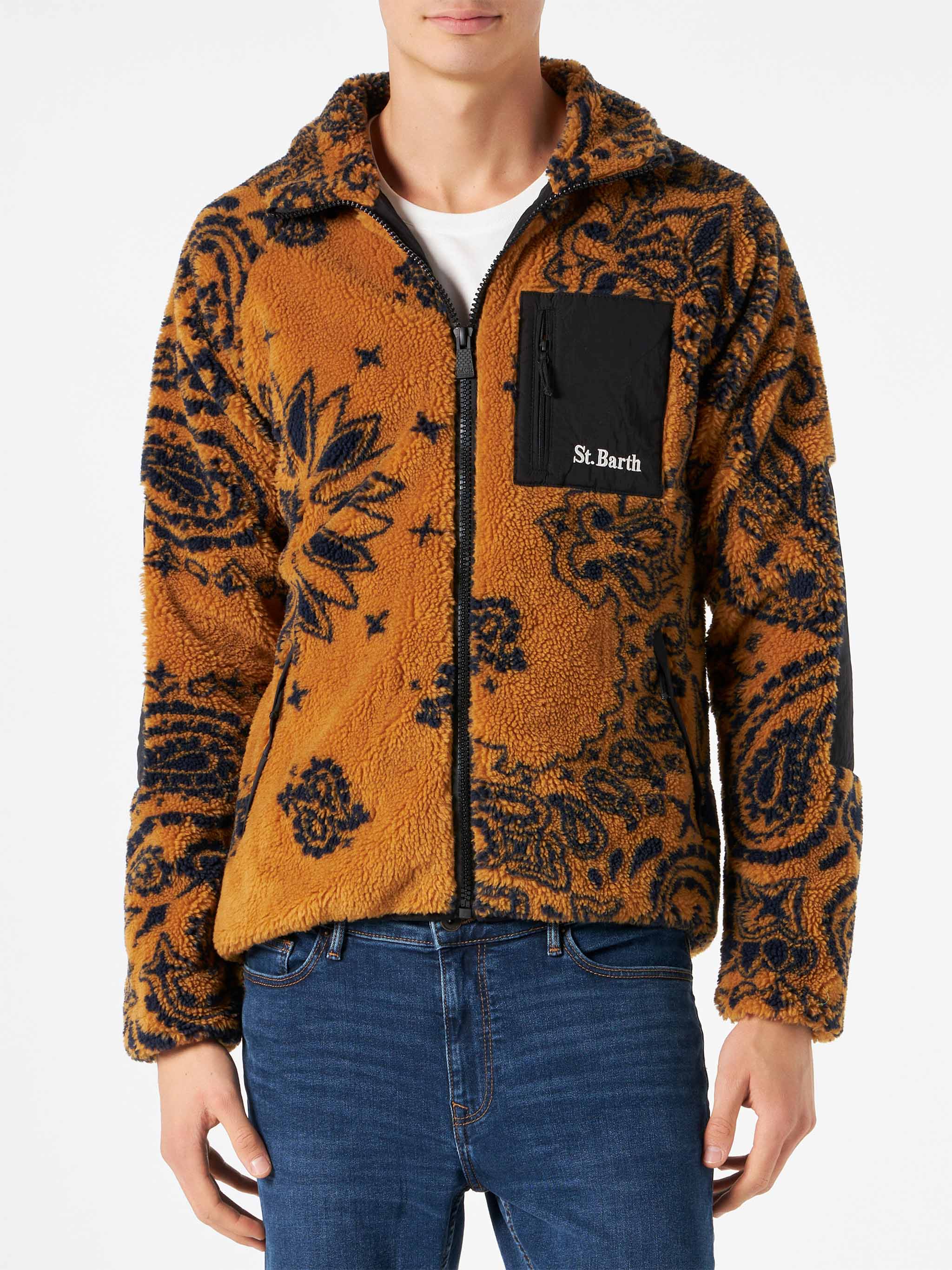 mc2-saint-barth-giacca-keystone-uomo-in-sherpa-fleece-fantasia-ocra image 2