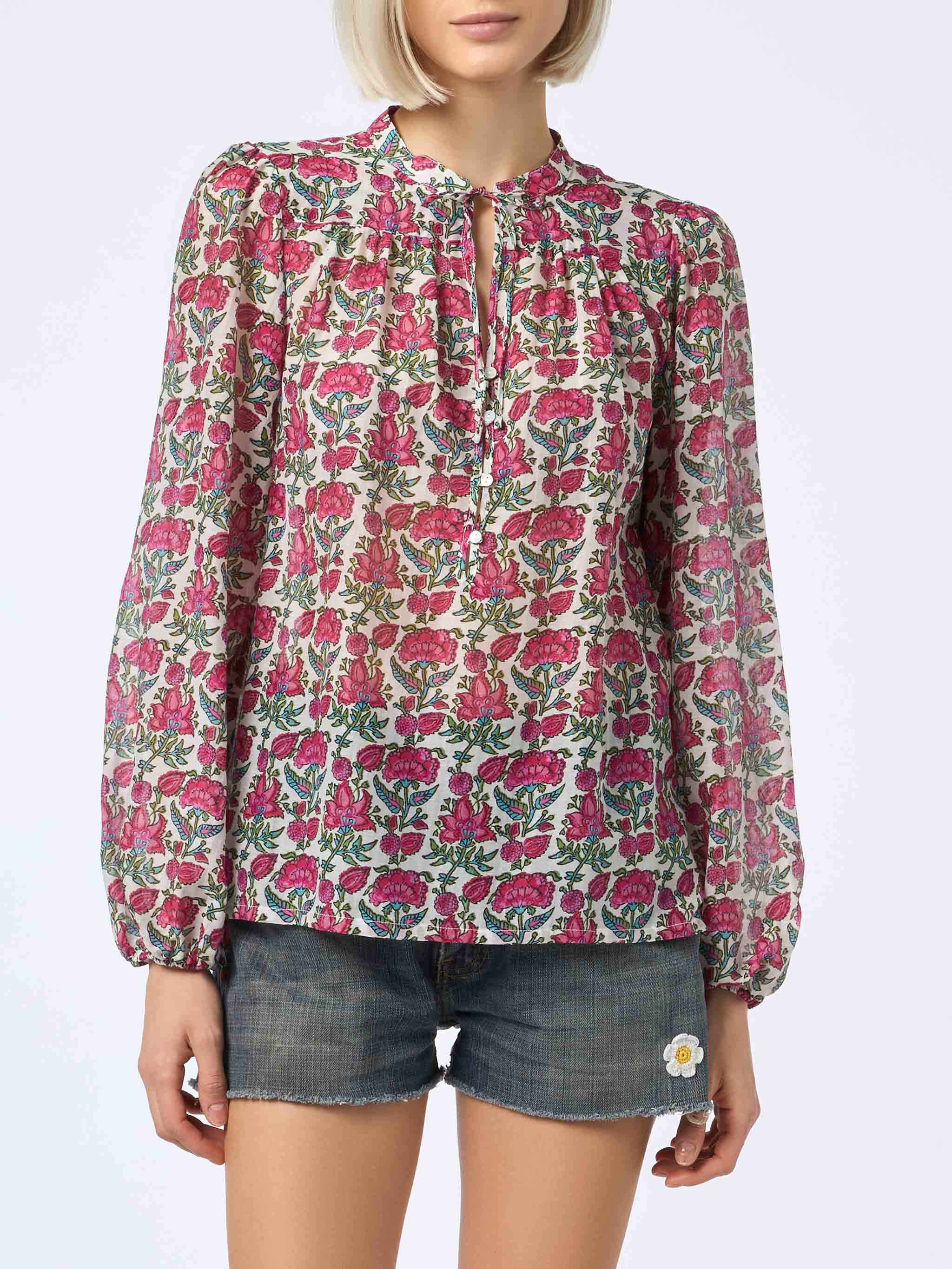mc2-saint-barth-blusa-harper-donna-seta-voile-floreale-bianca-oversize image 2