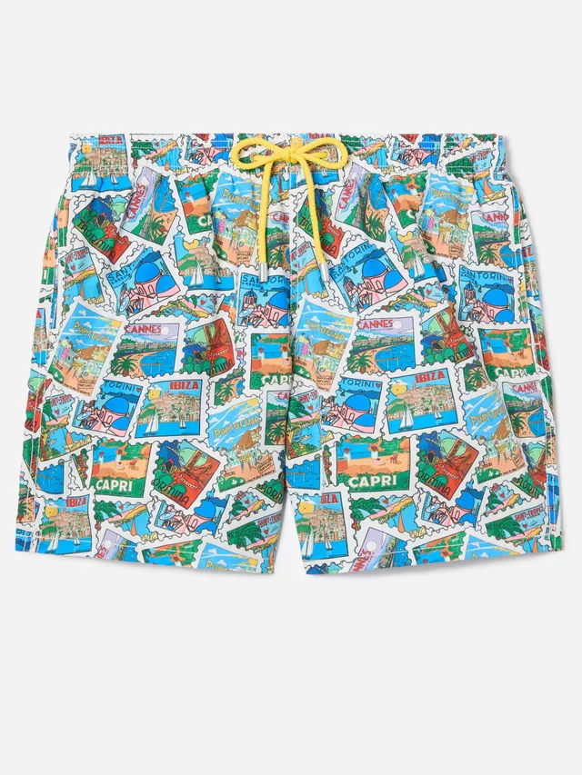 mc2-saint-barth-gustavia-costume-mare-con-stampa-cartoline-all-over image 1