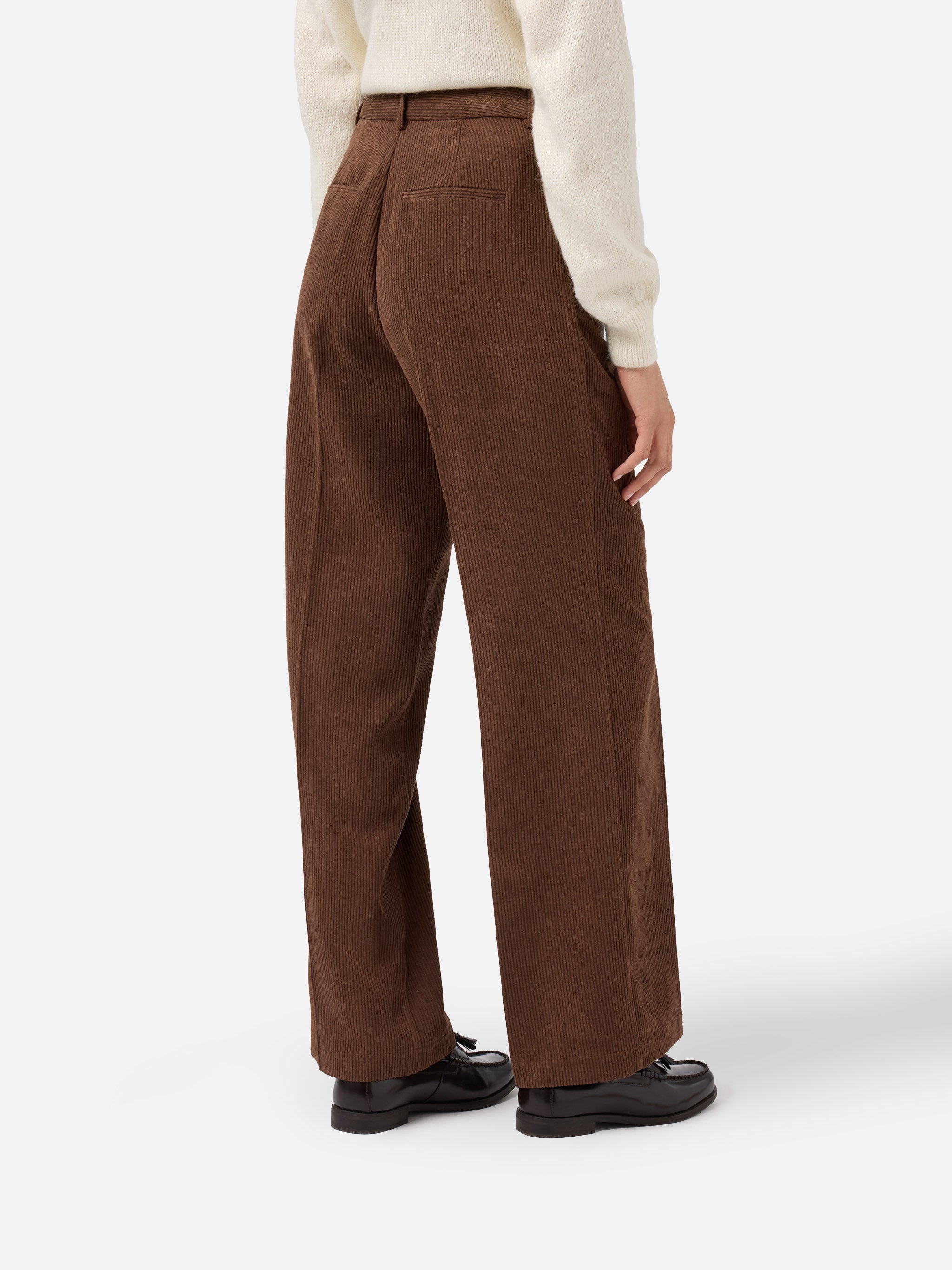 mc2-saint-barth-pantaloni-a-gamba-ampia-rebella-in-corduroy-marrone-donna image 3