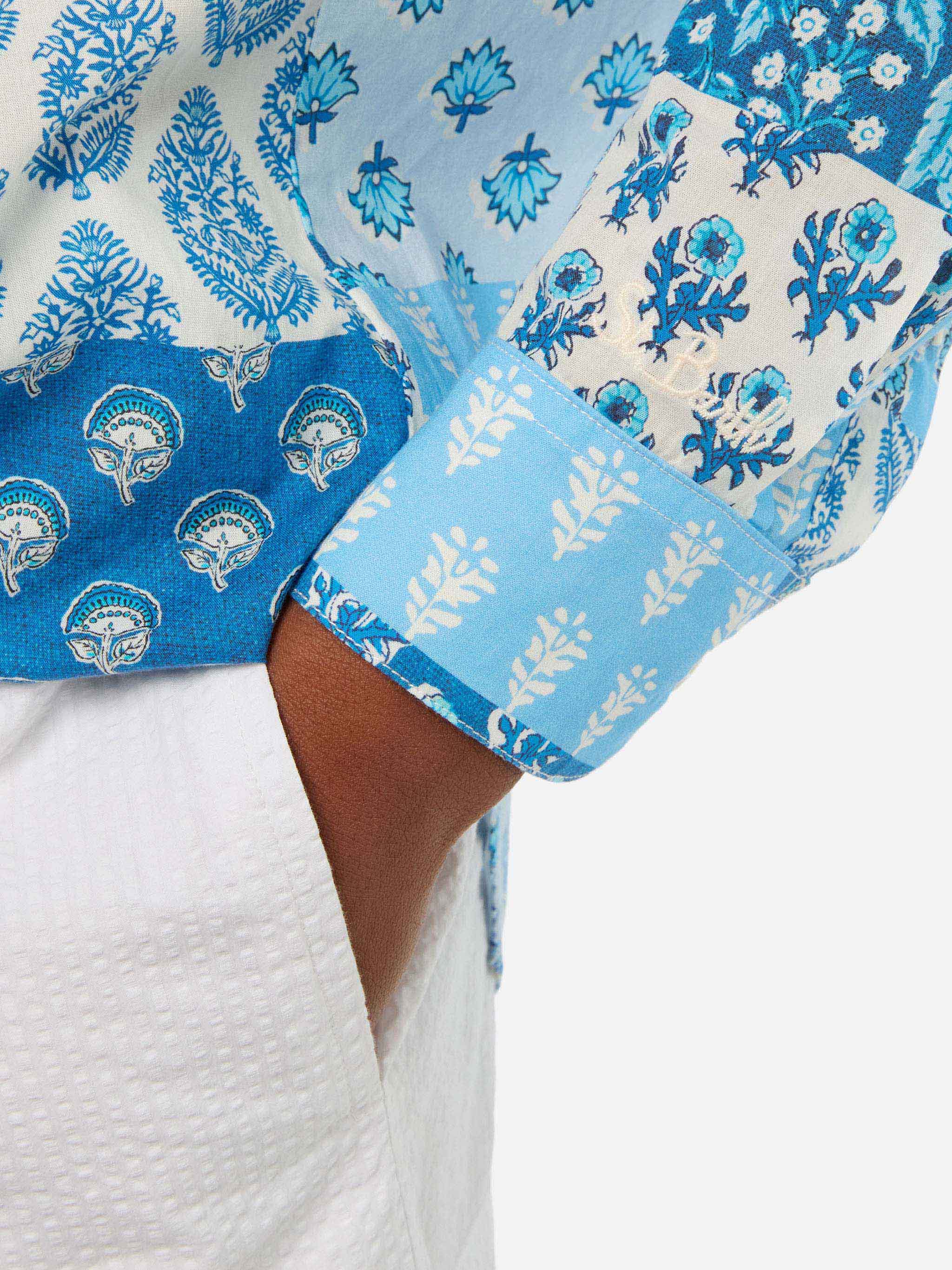 mc2-saint-barth-brigitte-camicia-in-cotone-con-stampa-floreale-blu-donna image 2