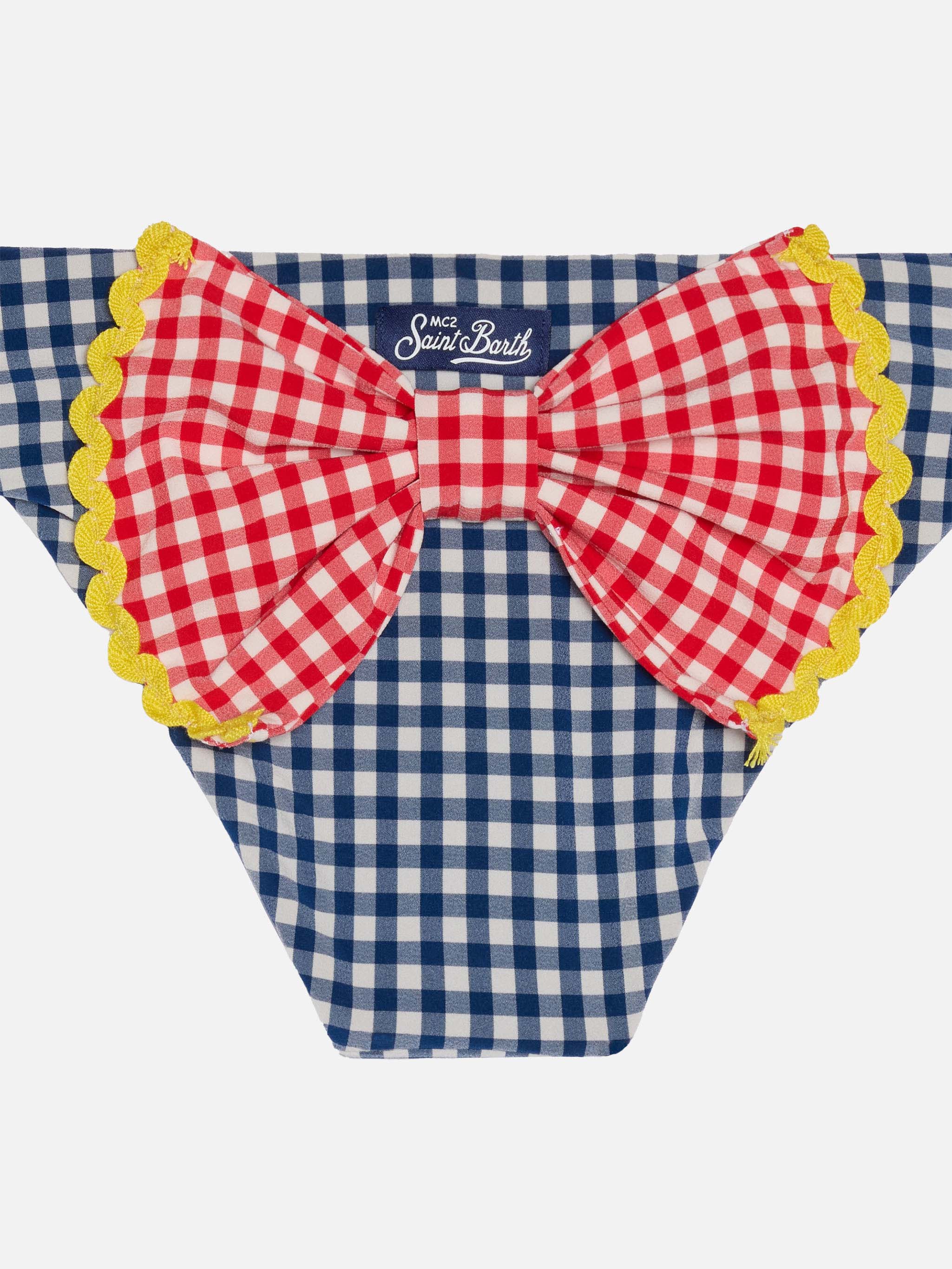 mc2-saint-barth-slip-da-bagno-bambina-stampa-vichy-blu-con-fiocco image 3