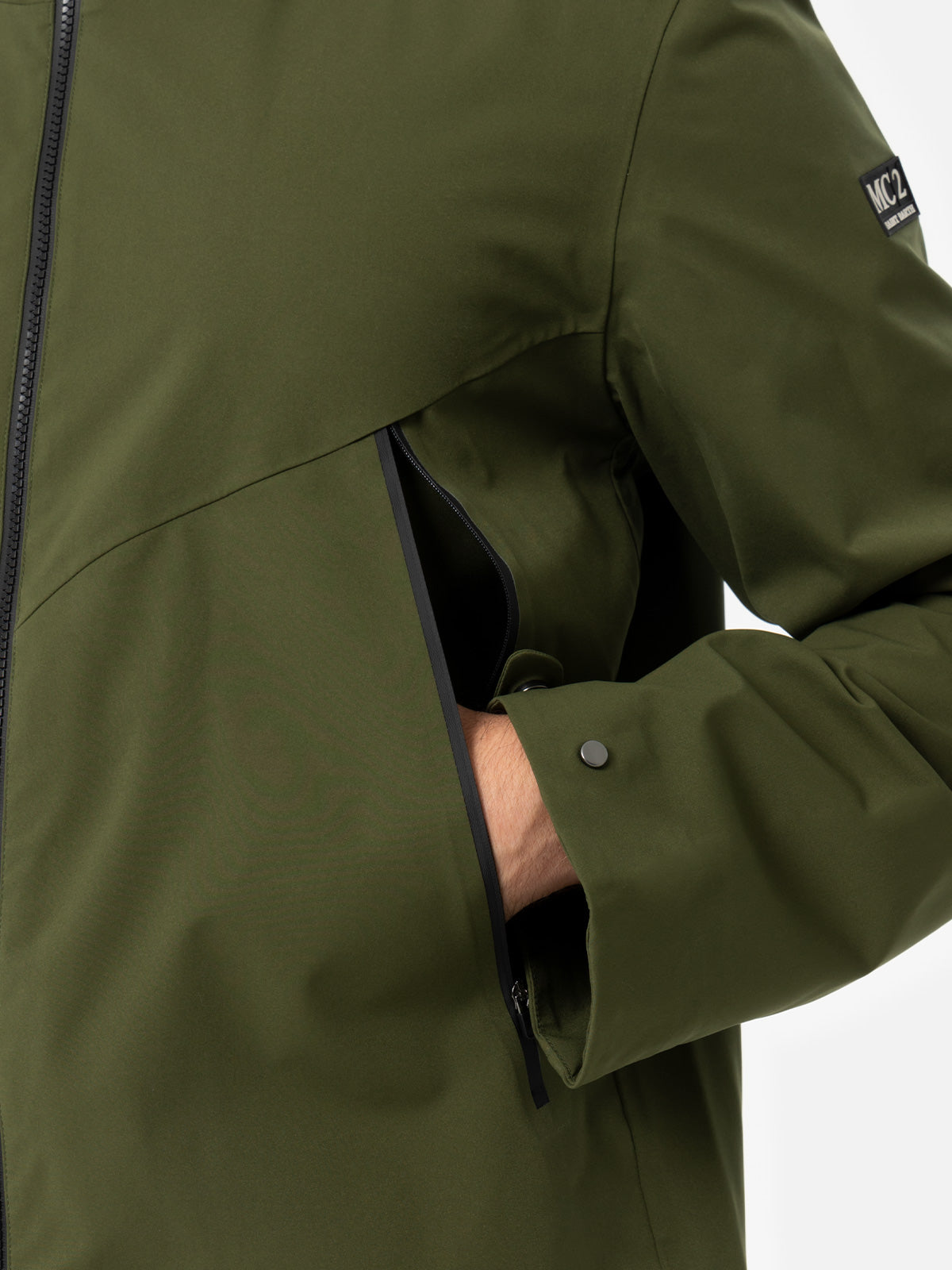 mc2-saint-barth-giacca-parson-in-tessuto-tecnico-3-layer-verde-militare image 2