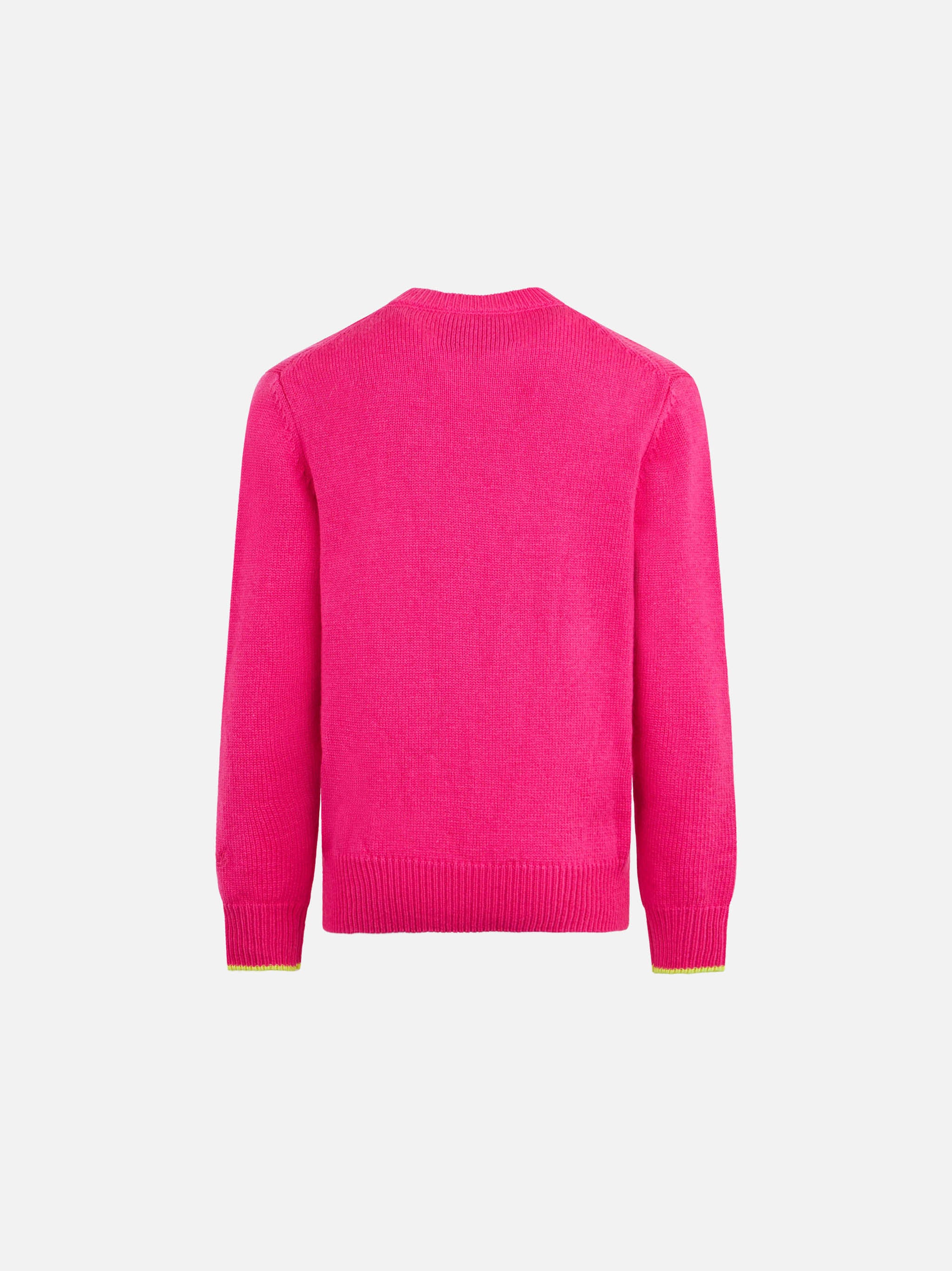 mc2-saint-barth-maglione-bambina-girocollo-rosa-fluo-ricamo-my-mom-is-cool-misto image 2