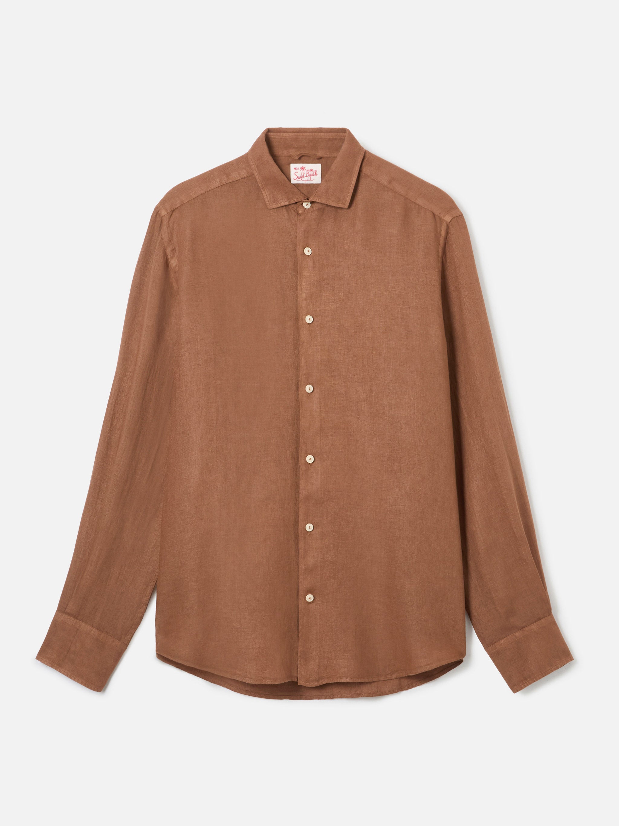 mc2-saint-barth-pamplona-camicia-in-lino-marrone-uomo image 4