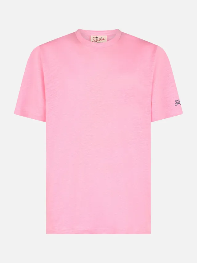 mc2-saint-barth-t-shirt-president-uomo-in-cotone-fiammato-rosa-bubble-tinta-unit image 1