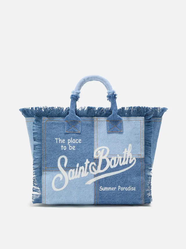 mc2-saint-barth-colette-borsa-denim-patchwork-blu-con-frange image 1