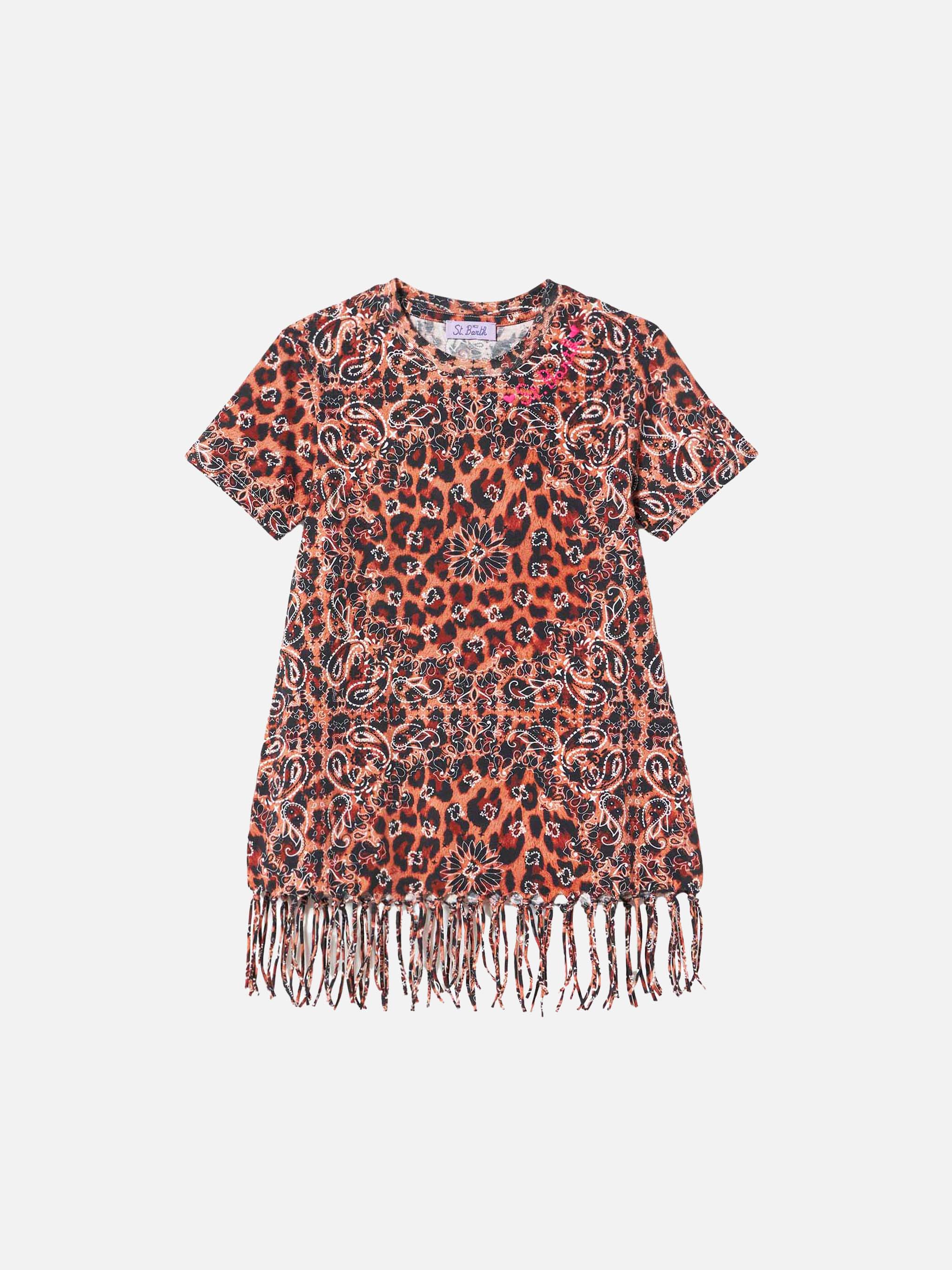 mc2-saint-barth-abito-da-bambina-in-cotone-leopardato-con-frange image 1