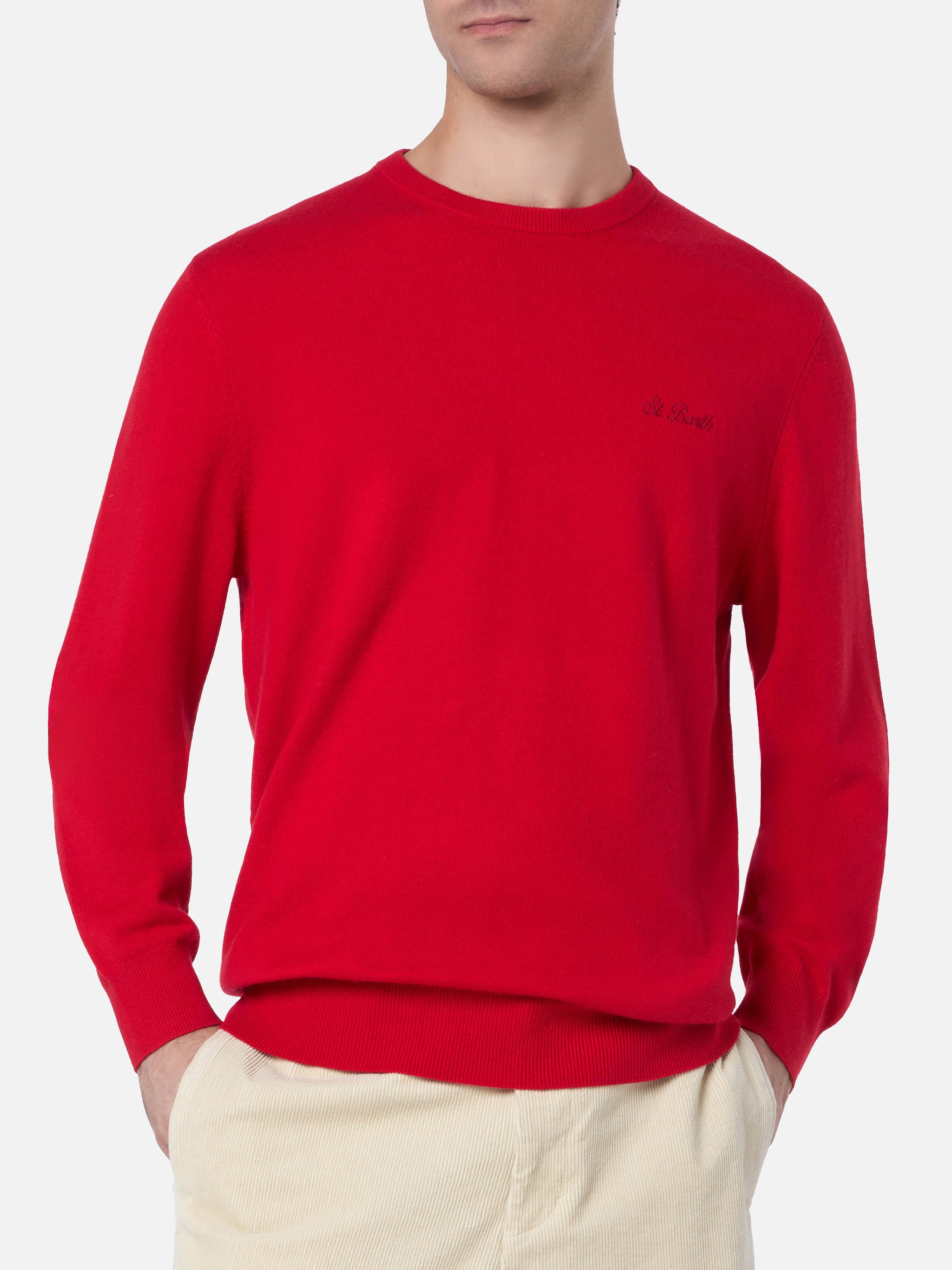 mc2-saint-barth-regent-maglione-girocollo-uomo-misto-cashmere-rosso image 1