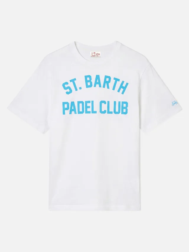 t-shirt-mc2-saint-barth-padel-club-da-uomo-in-cotone-bianco-con-stampa-bluette-e image 1