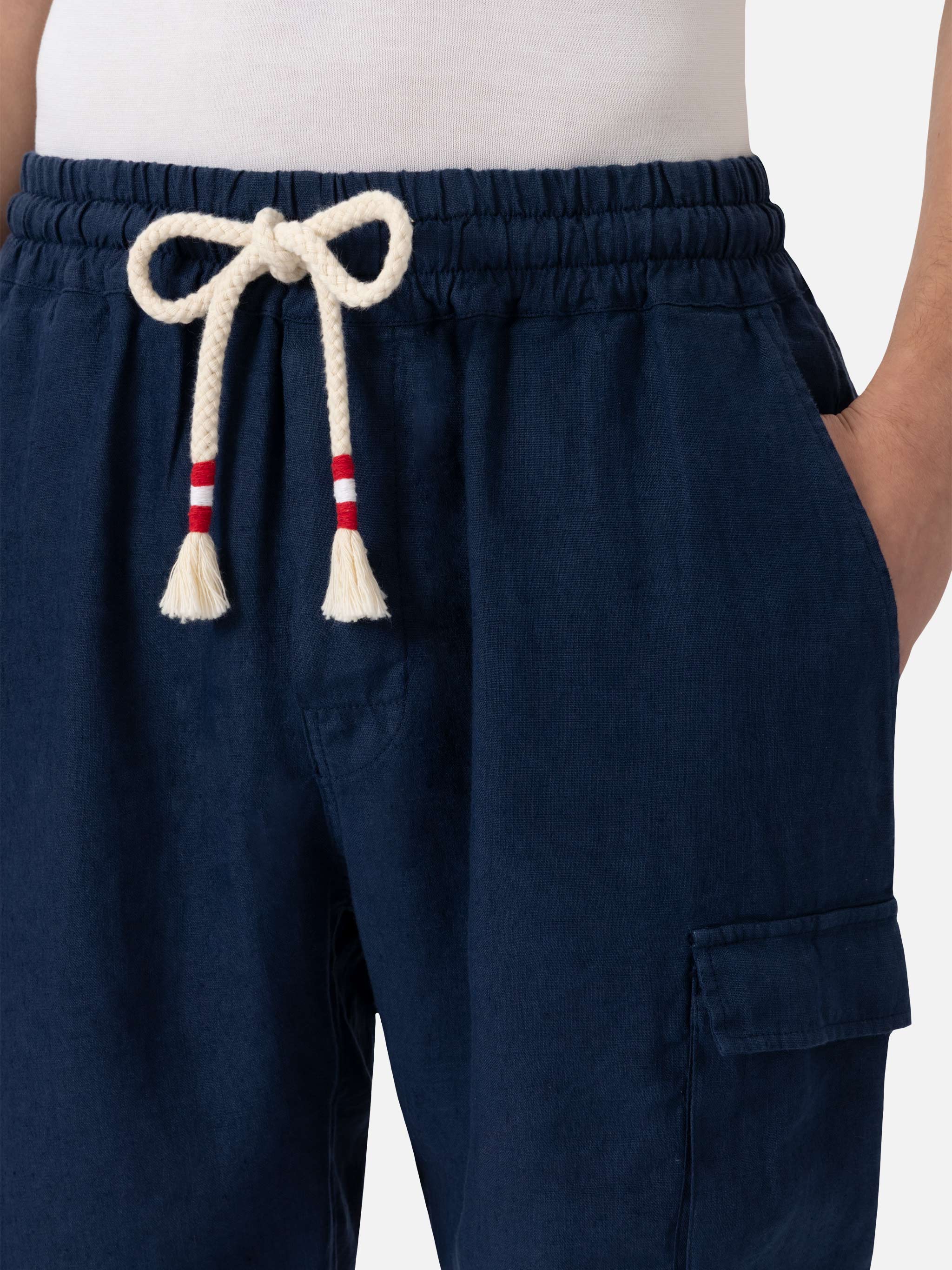 mc2-saint-barth-bermuda-marseille-in-lino-blu-navy-uomo image 3