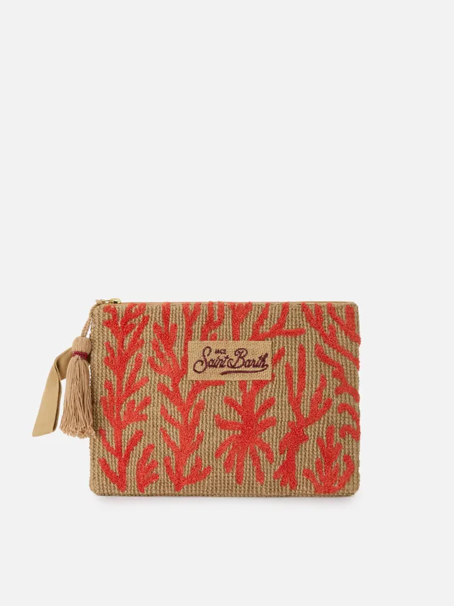 mc2-saint-barth-jute-pouch-pochette-in-juta-fantasia-corallo-ricamata image 1
