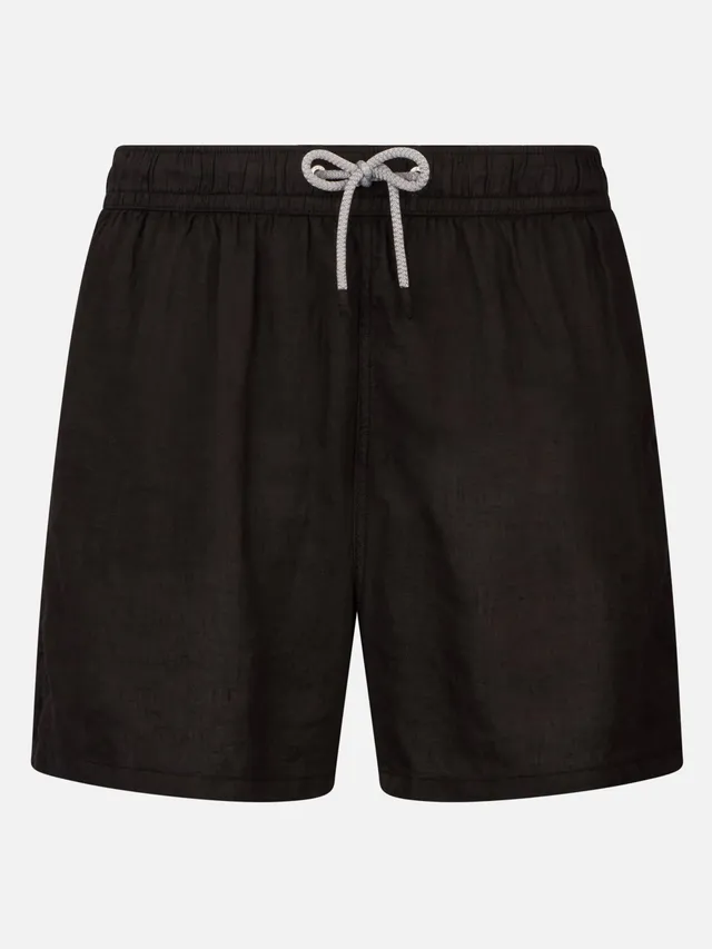 mc2-saint-barth-gustavia-costume-mare-uomo-lino-nero-tinta-unita image 1