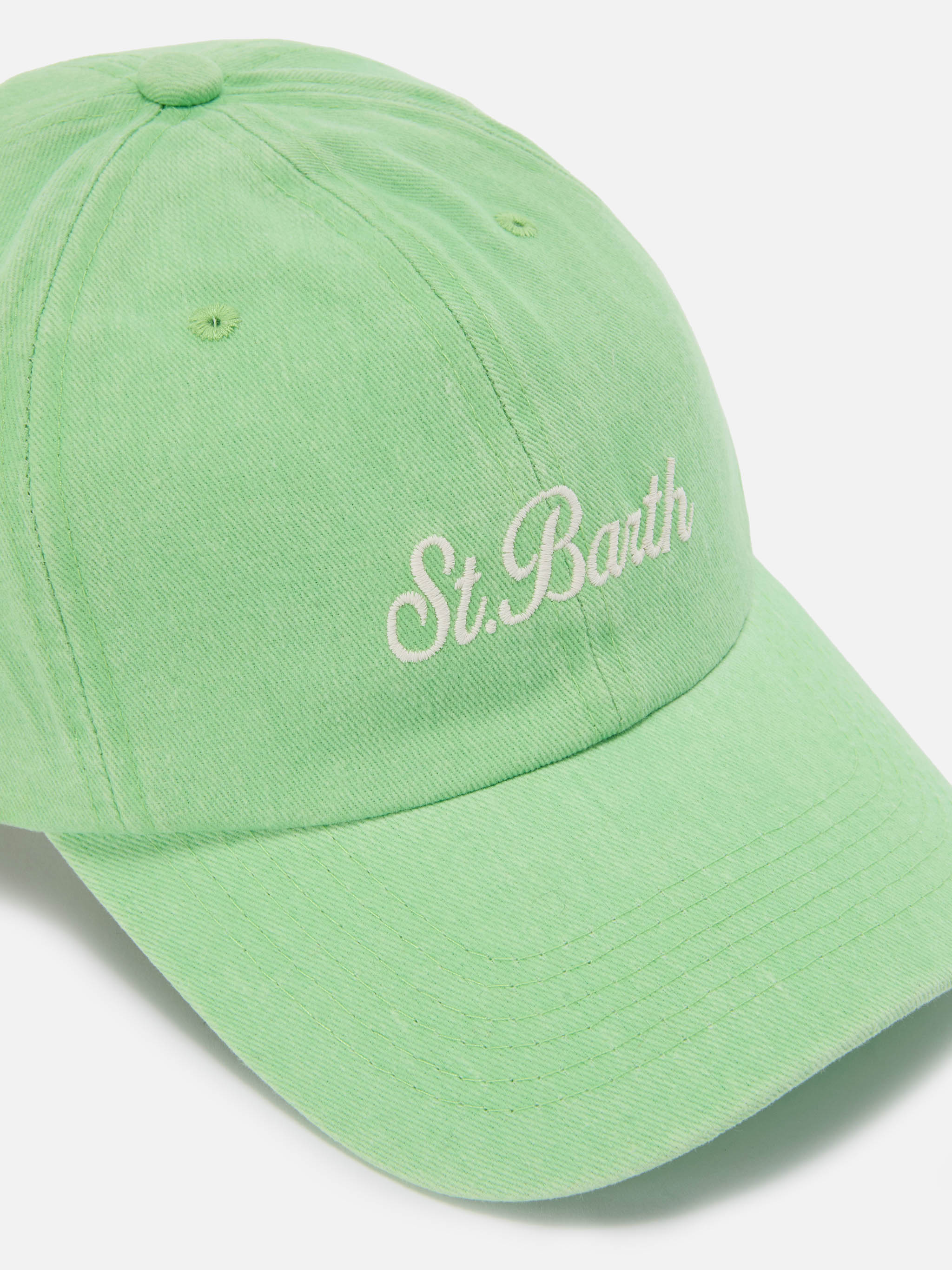 mc2-saint-barth-cappellino-davis-con-visiera-in-cotone-verde-chiaro-logo-ricamat image 2