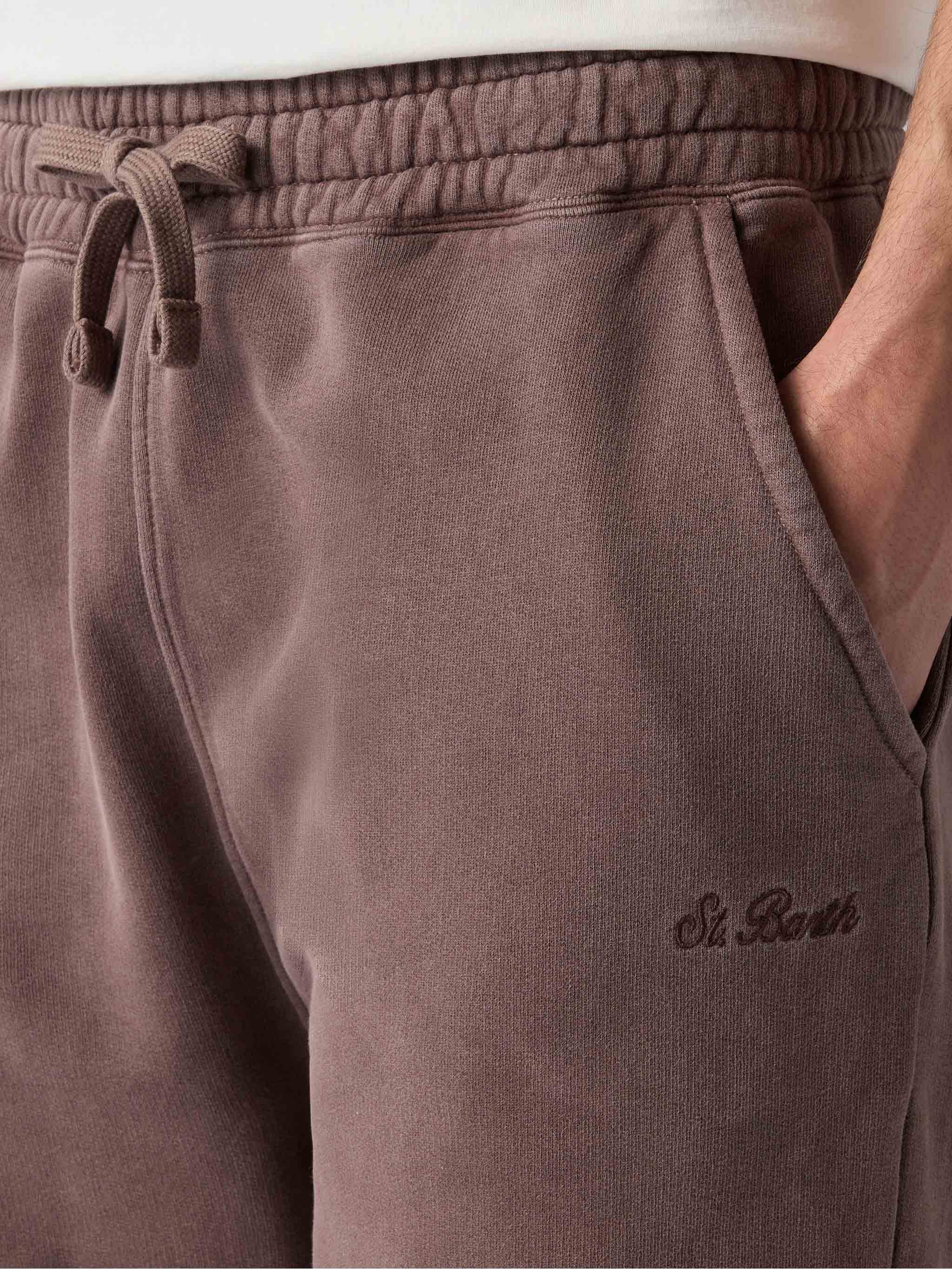 mc2-saint-barth-pantaloni-da-tuta-marroni-bolt-con-trattamento-vintage image 2