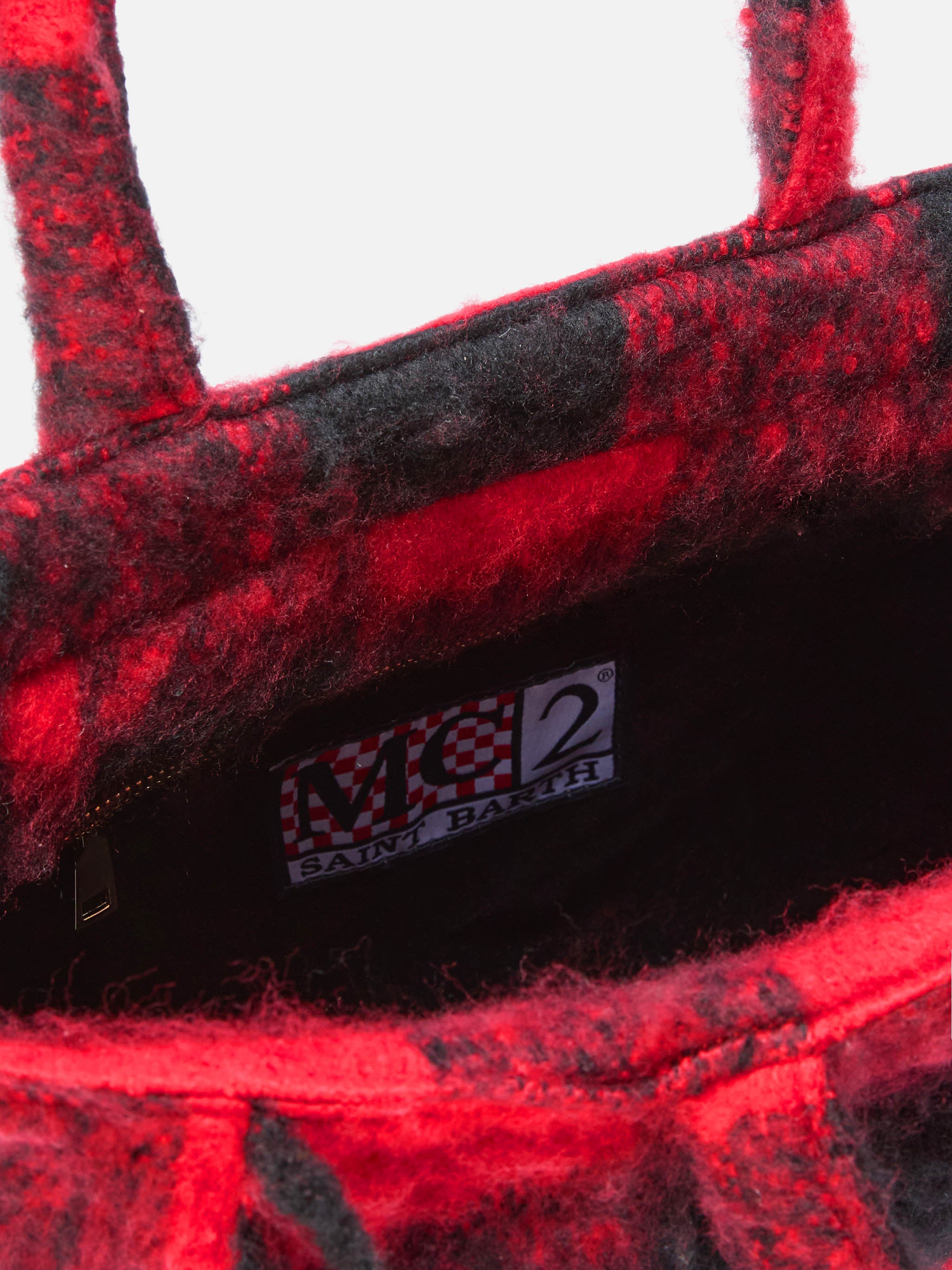 mc2-saint-barth-borsa-coperta-colette-check-rossa-e-nera-con-tracolla image 4
