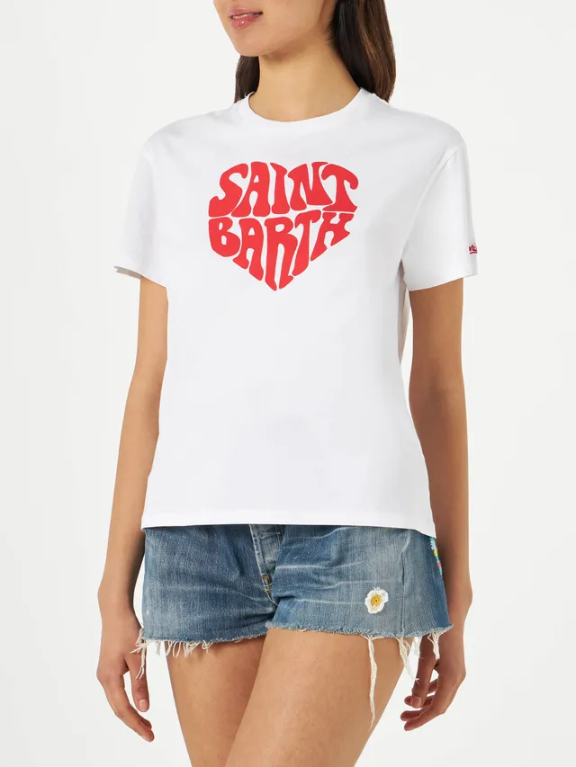 mc2-saint-barth-emi-t-shirt-donna-cotone-bianca-scritta-saint-barth-rossa image 1