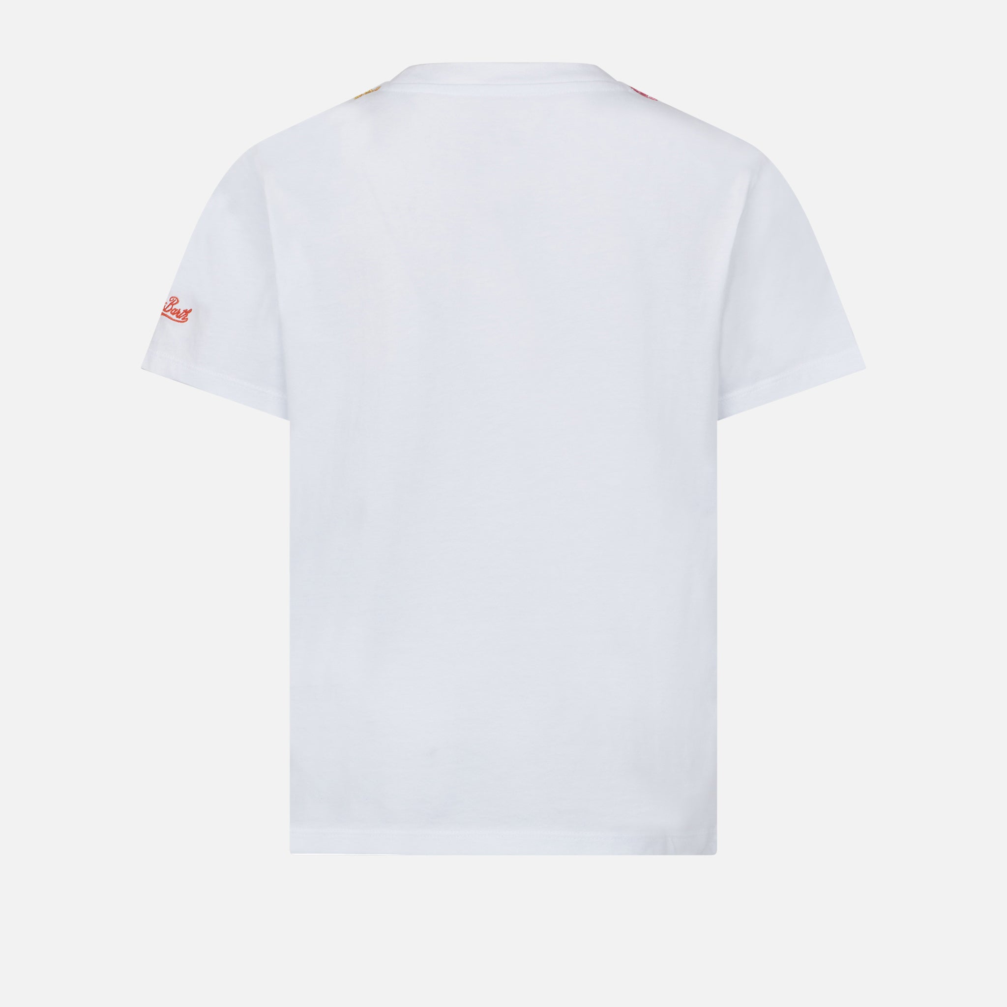 mc2-saint-barth-t-shirt-bambina-bianca-ricamo-margherita-free-love image 3