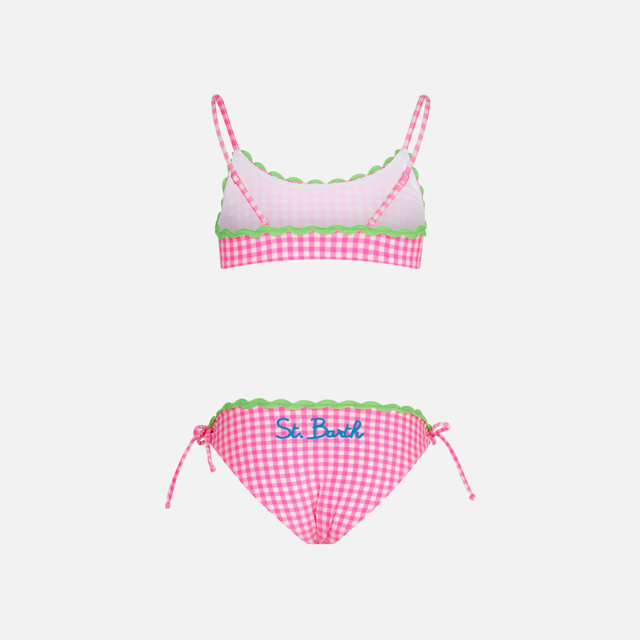mc2-saint-barth-marielle-bikini-bambina-bralette-vichy-bianco-fucsia-con-laccett image 2