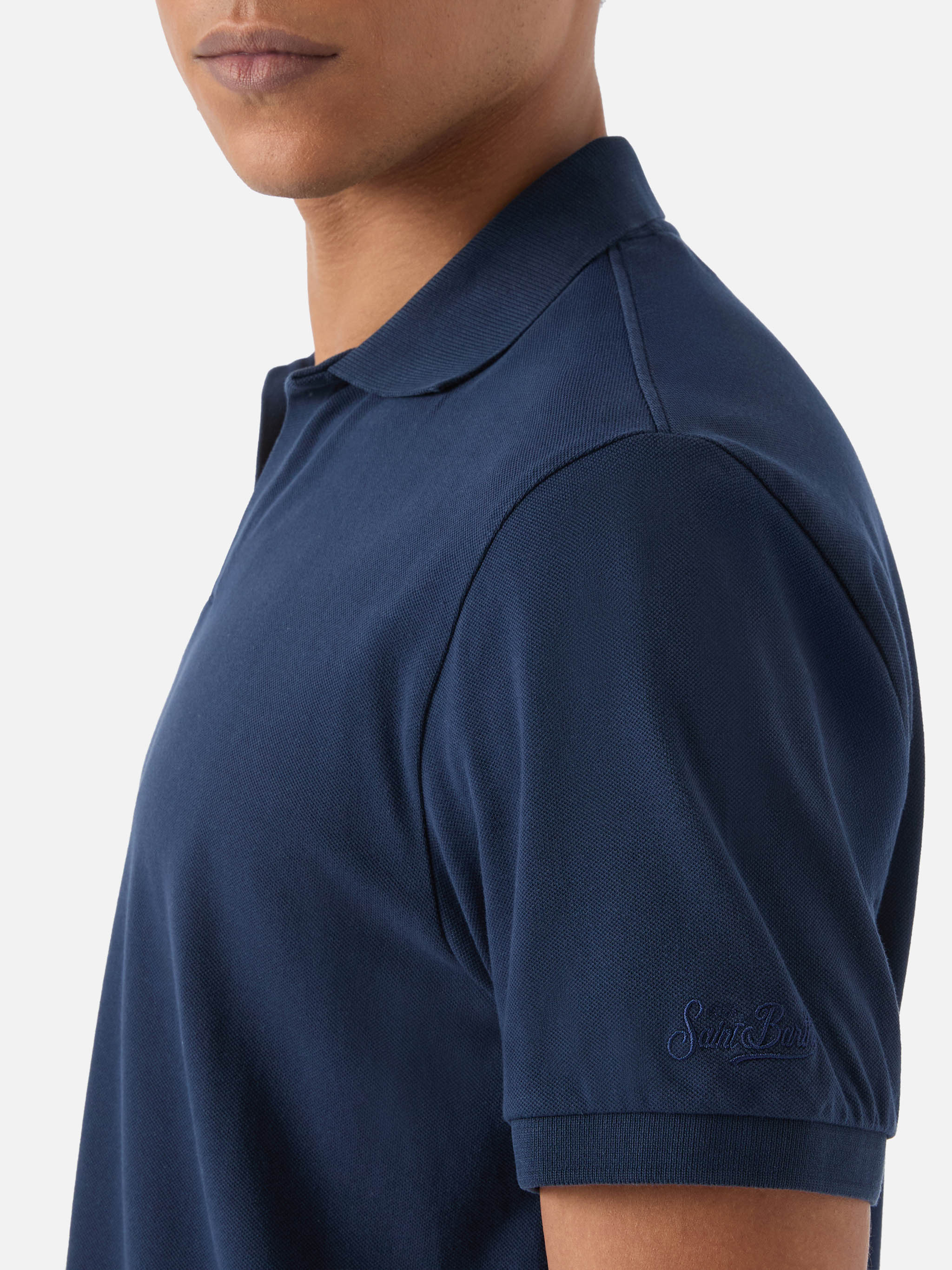 mc2-saint-barth-polo-charles-uomo-in-piquet-di-cotone-blu-navy image 4