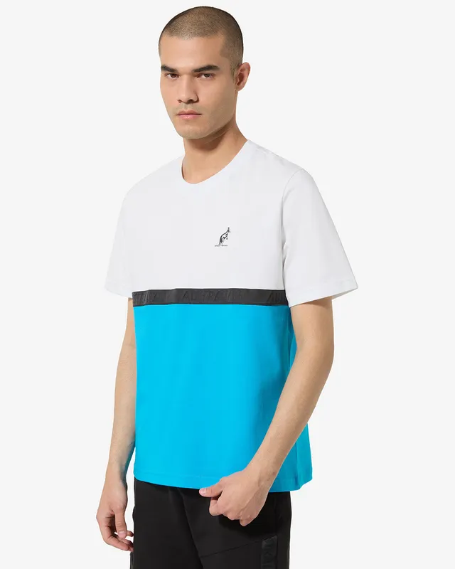 australian-color-block-t-shirt-sportswear-turchese-glossy-regular-fit image 1