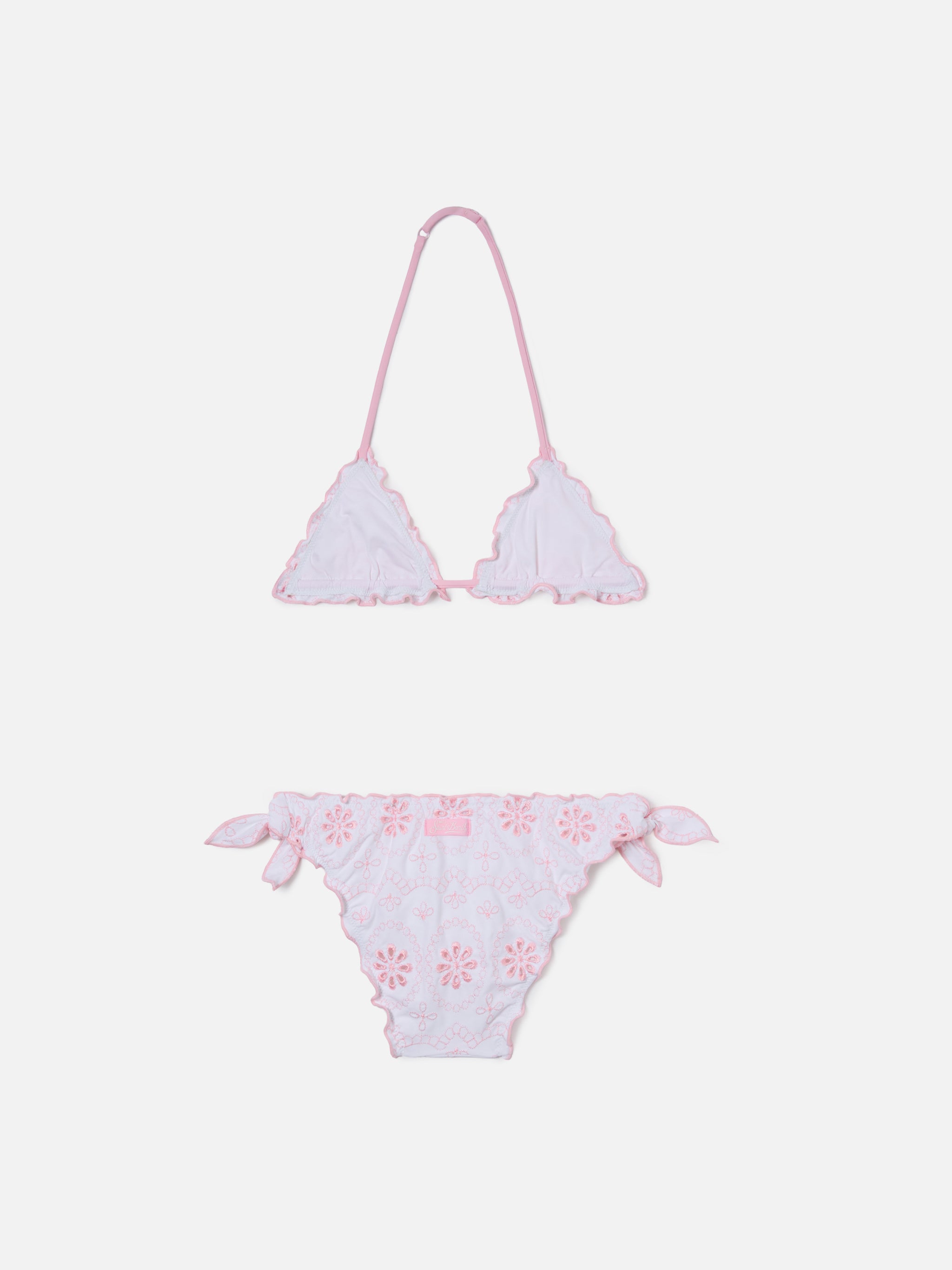 mc2-saint-barth-bikini-cris-in-sangallo-bianco-con-ricamo-rosa-per-bambina image 2