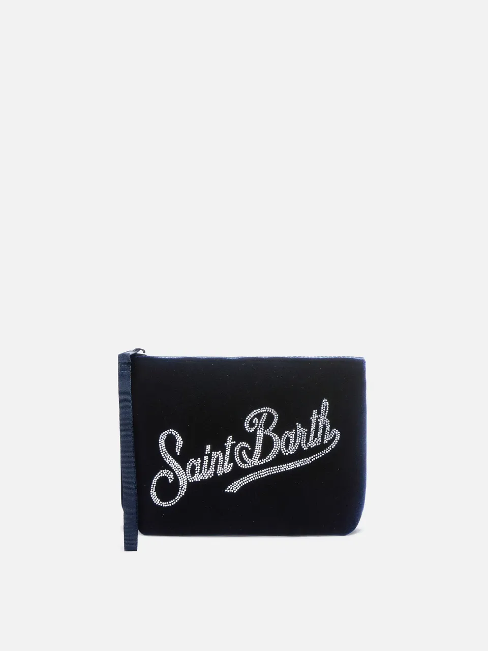 pochette-mc2-saint-barth-aline-in-scuba-effetto-velluto-blu-con-logo-strass image 1