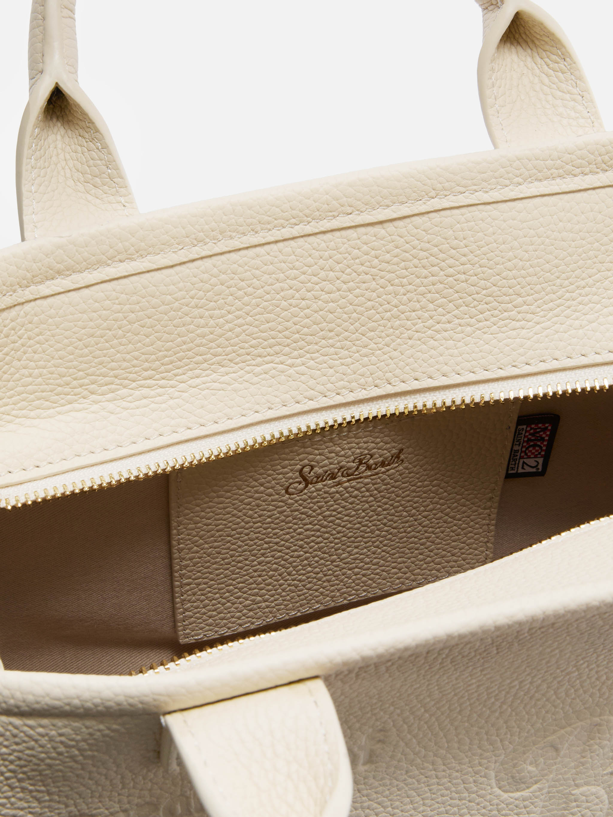 mc2-saint-barth-vanity-medium-borsa-a-mano-in-pelle-martellata-avorio image 4
