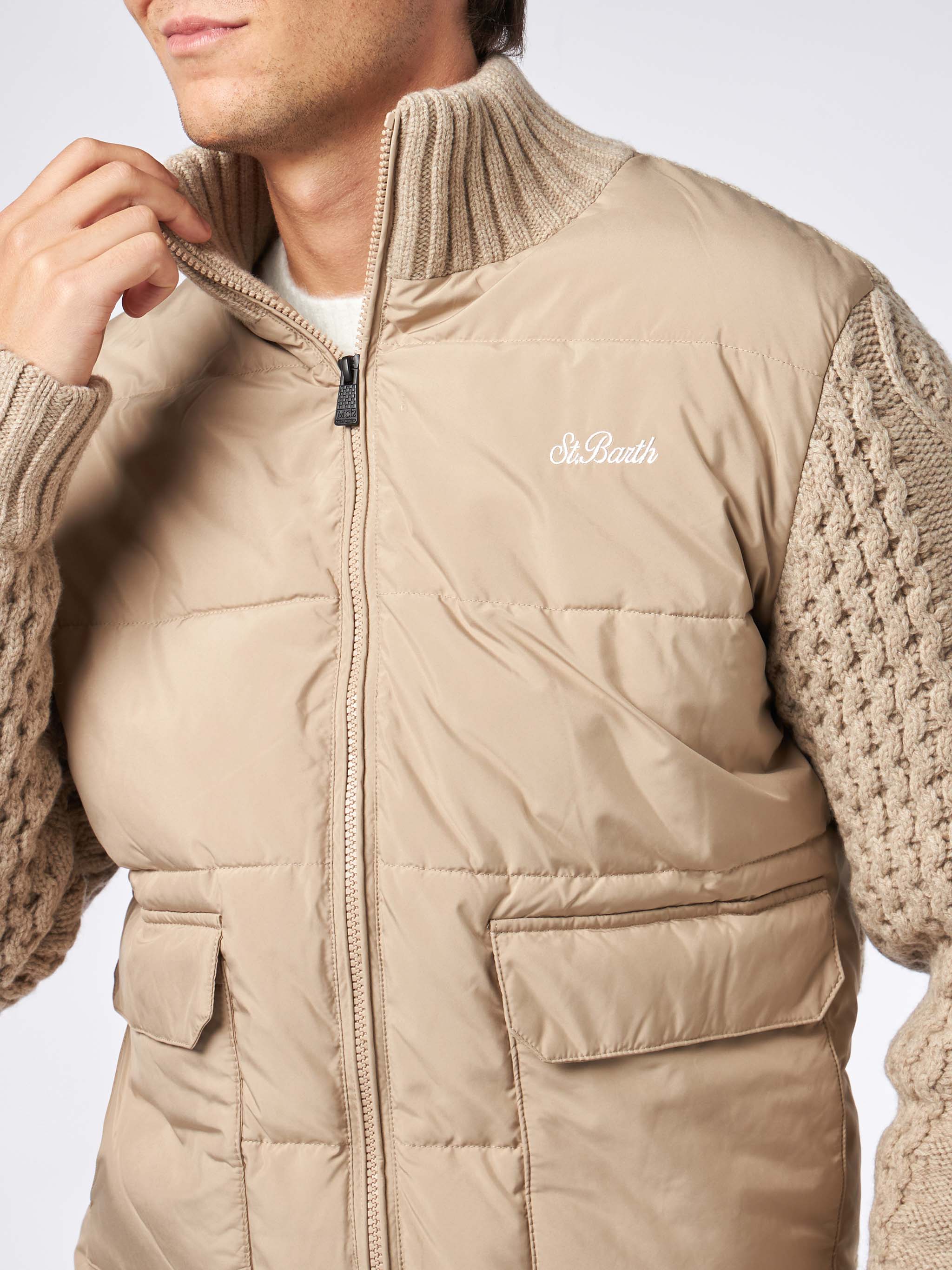 mc2-saint-barth-whistler-giacca-trapuntata-beige-maniche-maglia-uomo image 3