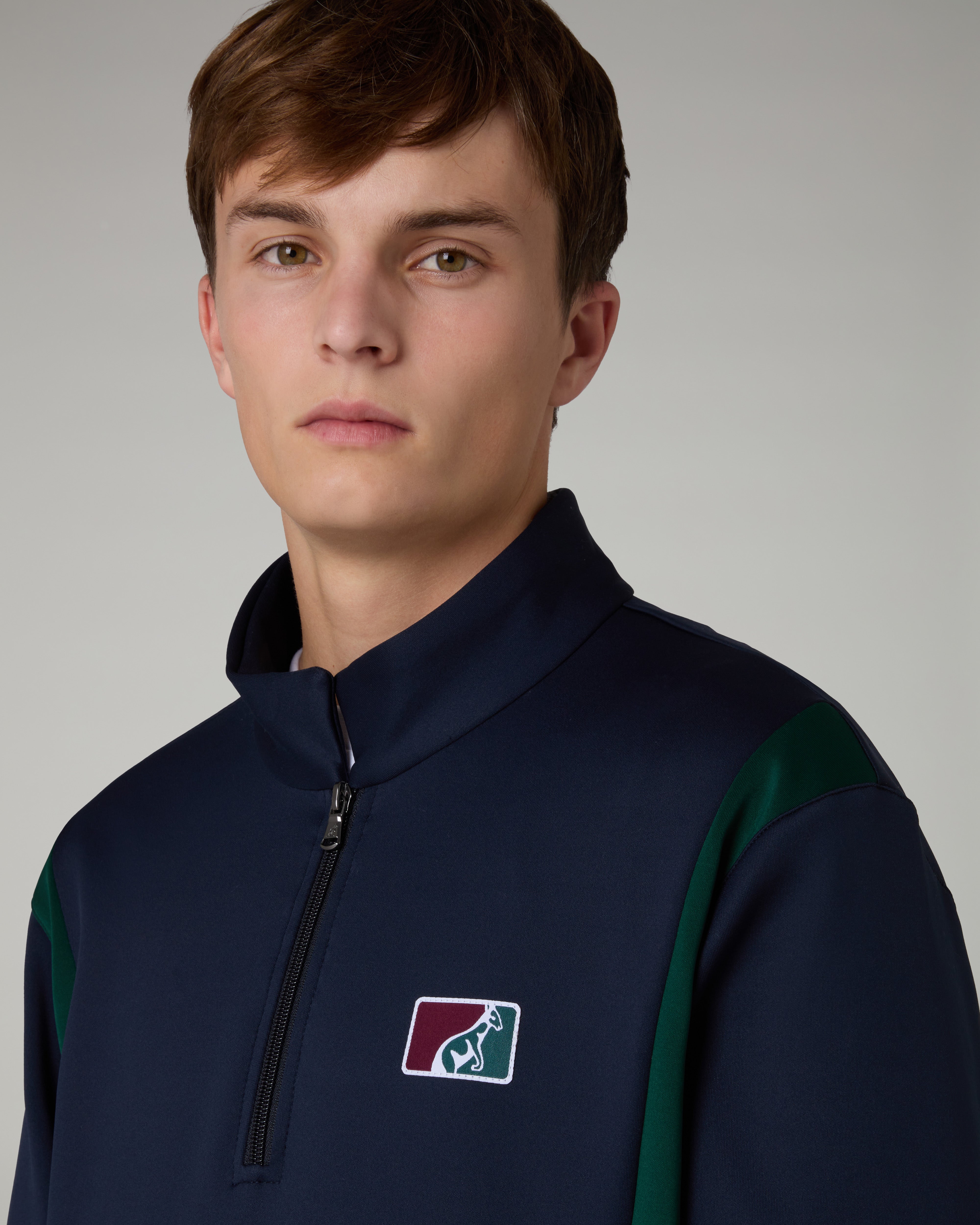 australian-classic-crewneck-blu-navy-felpa-girocollo-mezza-zip-con-tasche image 4