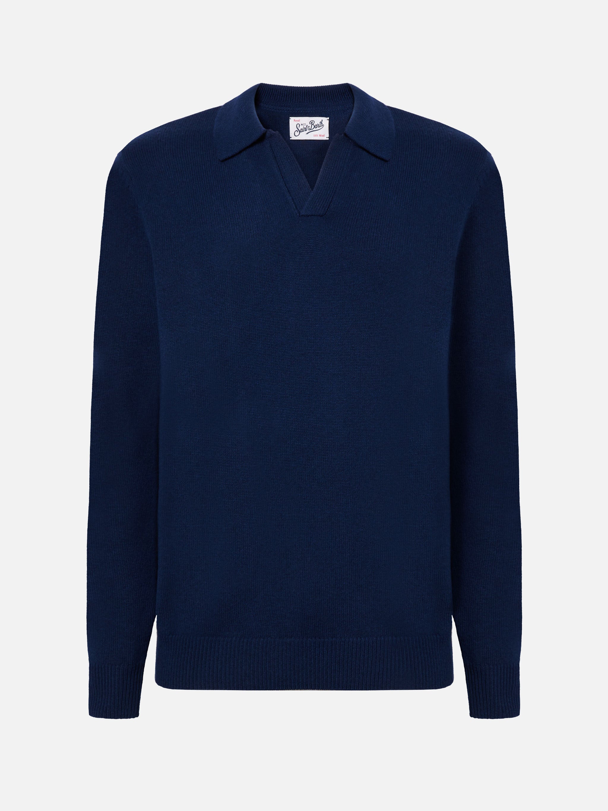 mc2-saint-barth-polo-covent-uomo-in-pura-lana-blu-navy image 5