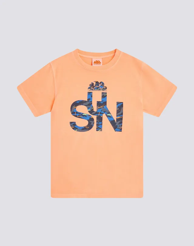sundek-t-shirt-bambino-tinto-capo-in-cotone-jersey-con-logo-camou image 1