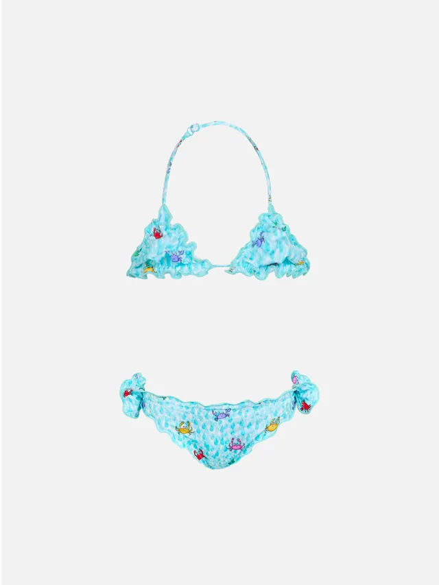 mc2-saint-barth-cris-bikini-a-triangolo-da-bambina-bianco-con-stampa-granchi image 1