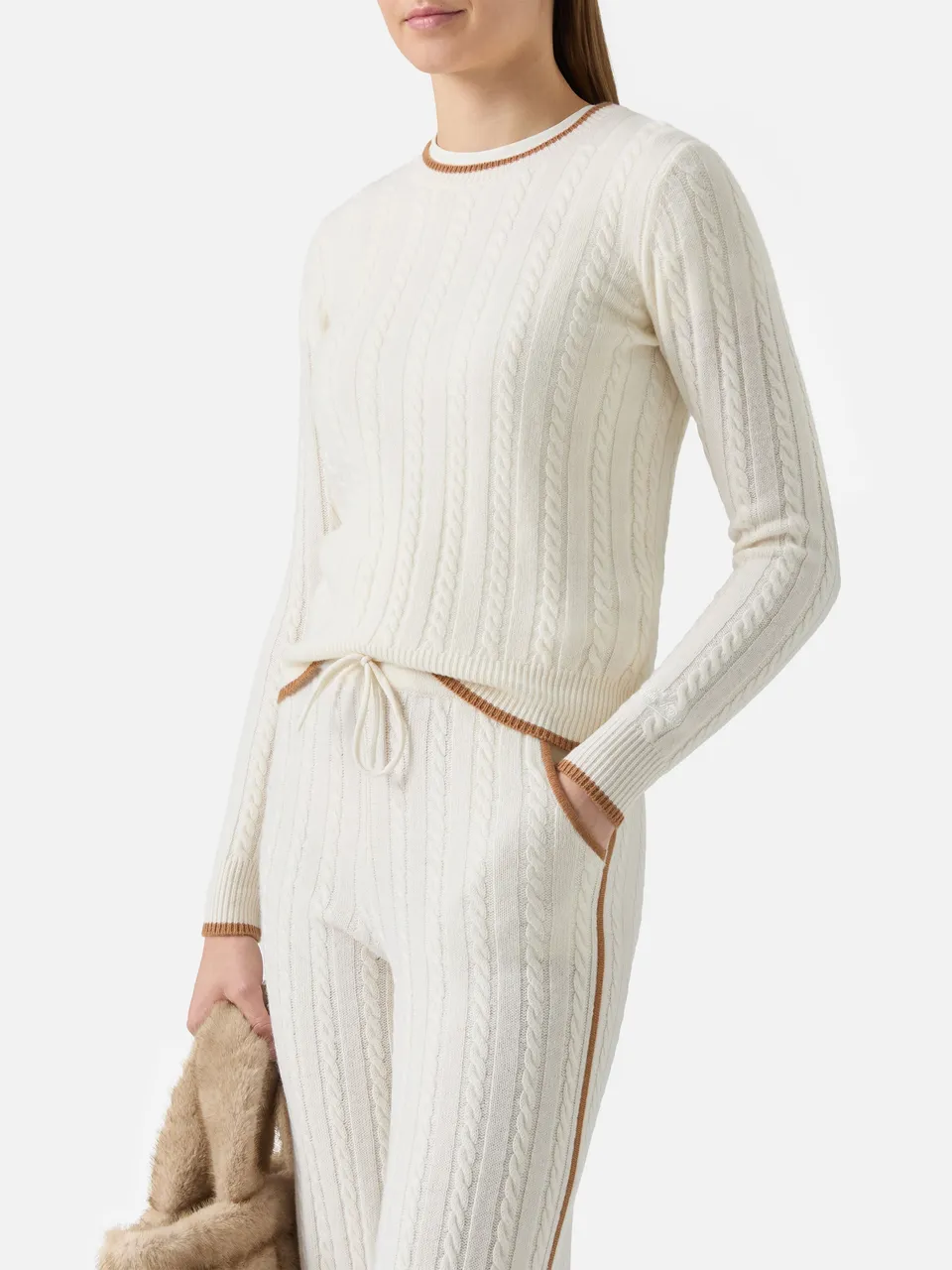 mc2-saint-barth-laroche-maglione-trecce-lana-donna-bianco image 1