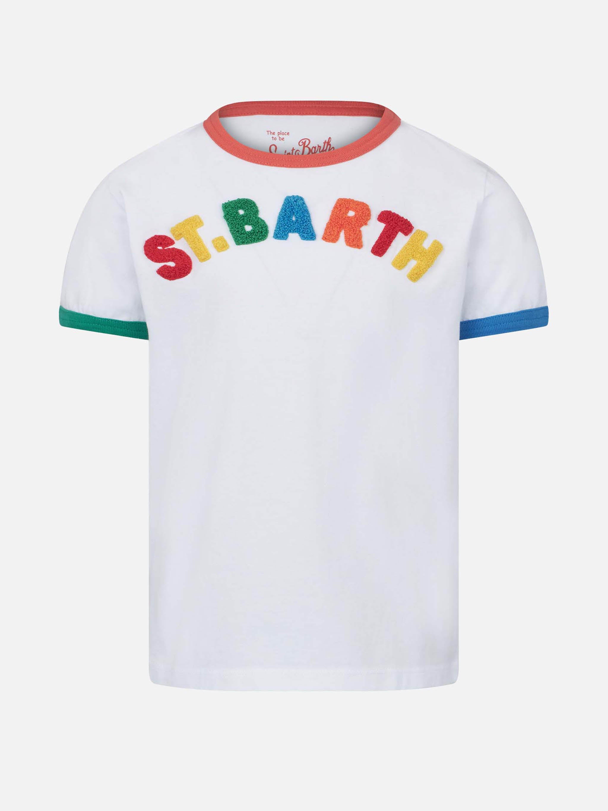 mc2-saint-barth-t-shirt-da-bambina-in-cotone-bianco-con-ricamo-st-barth-multicol image 1