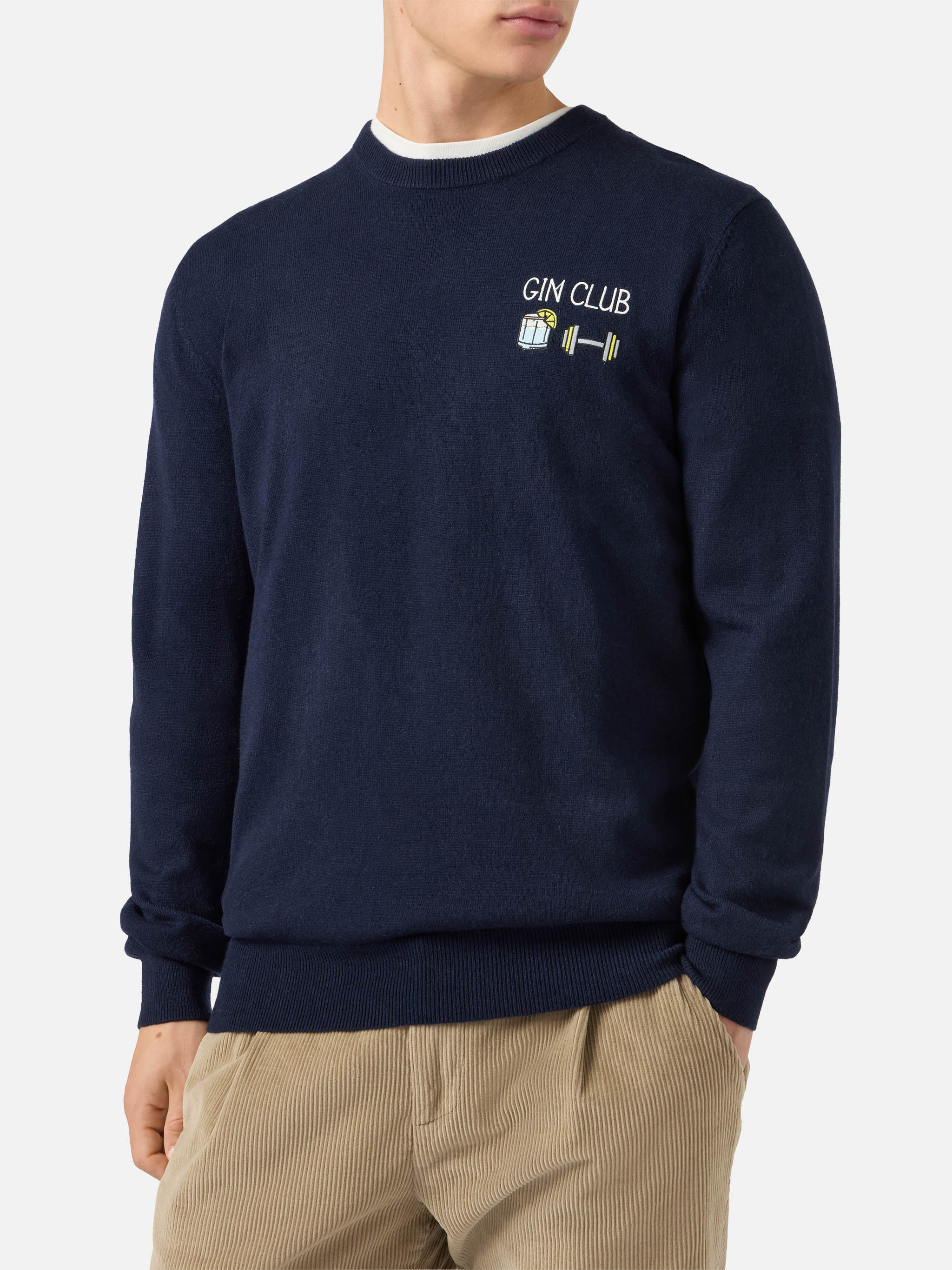 mc2-saint-barth-heron-light-maglione-girocollo-con-ricamo-gin-club-blu image 2