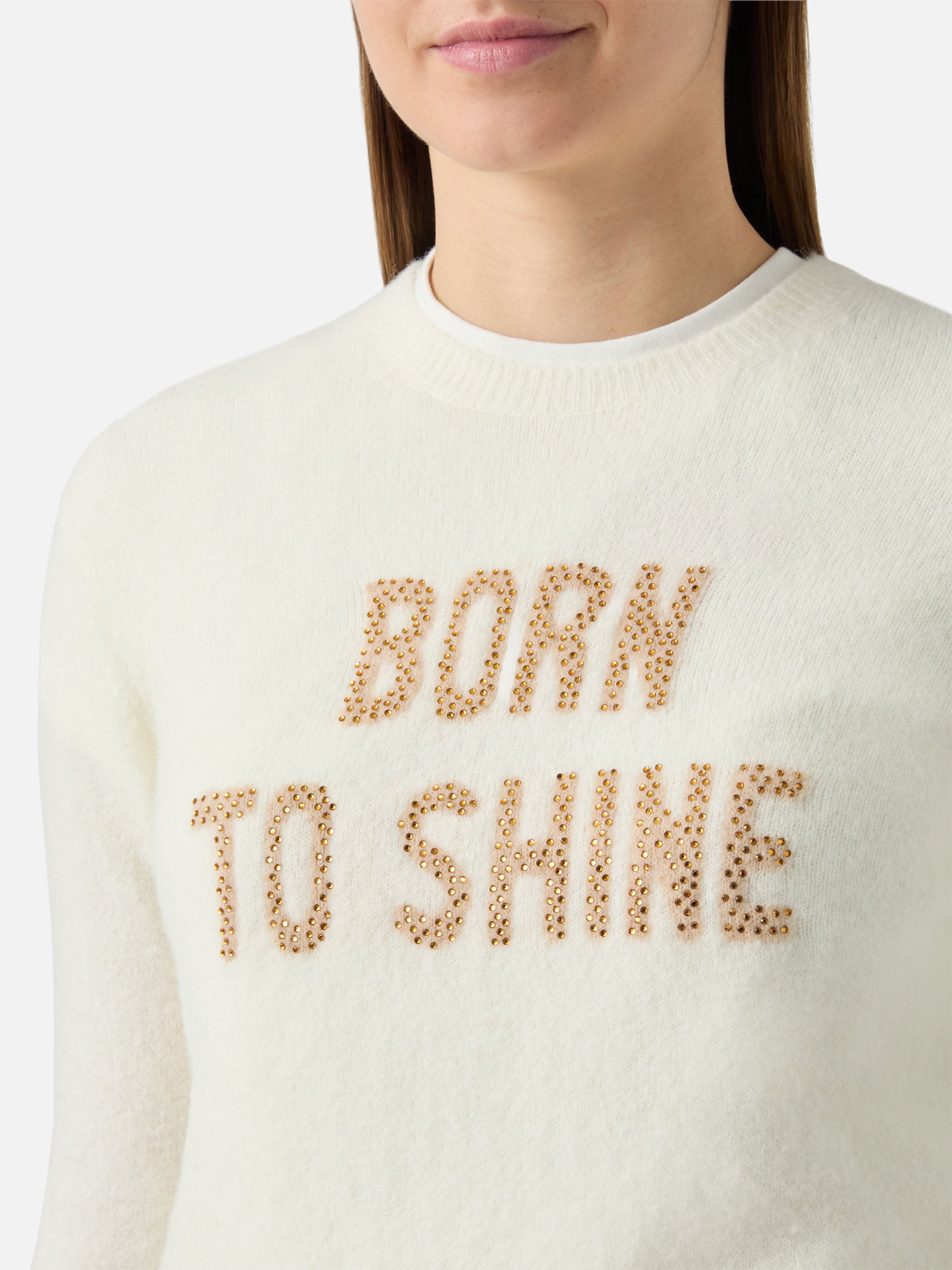 mc2-saint-barth-new-queen-maglia-donna-alpaca-merino-bianca-born-to-shine-strass image 3