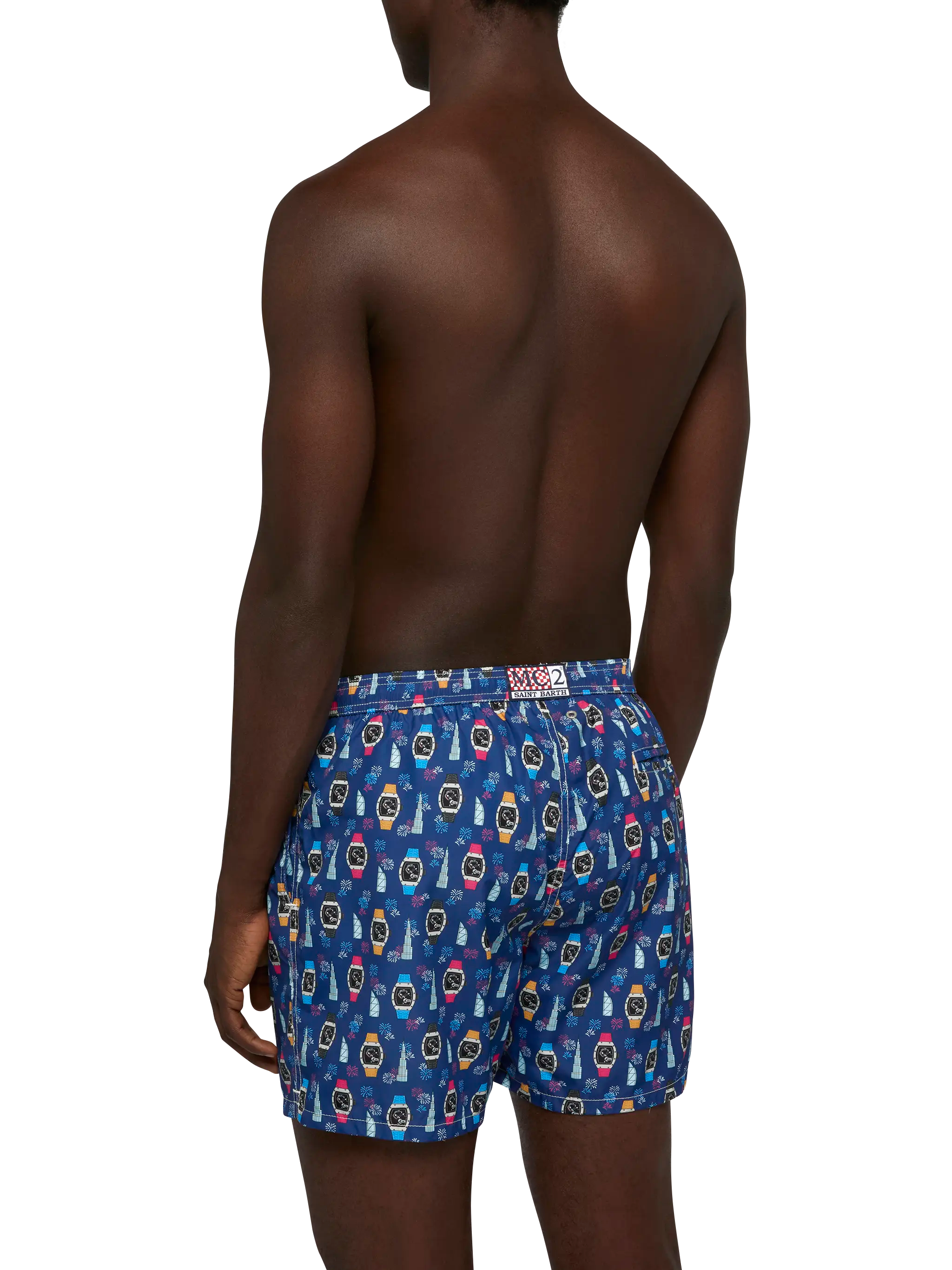 mc2-saint-barth-lighting-costume-mare-uomo-blu-navy-stampa-orologi image 5