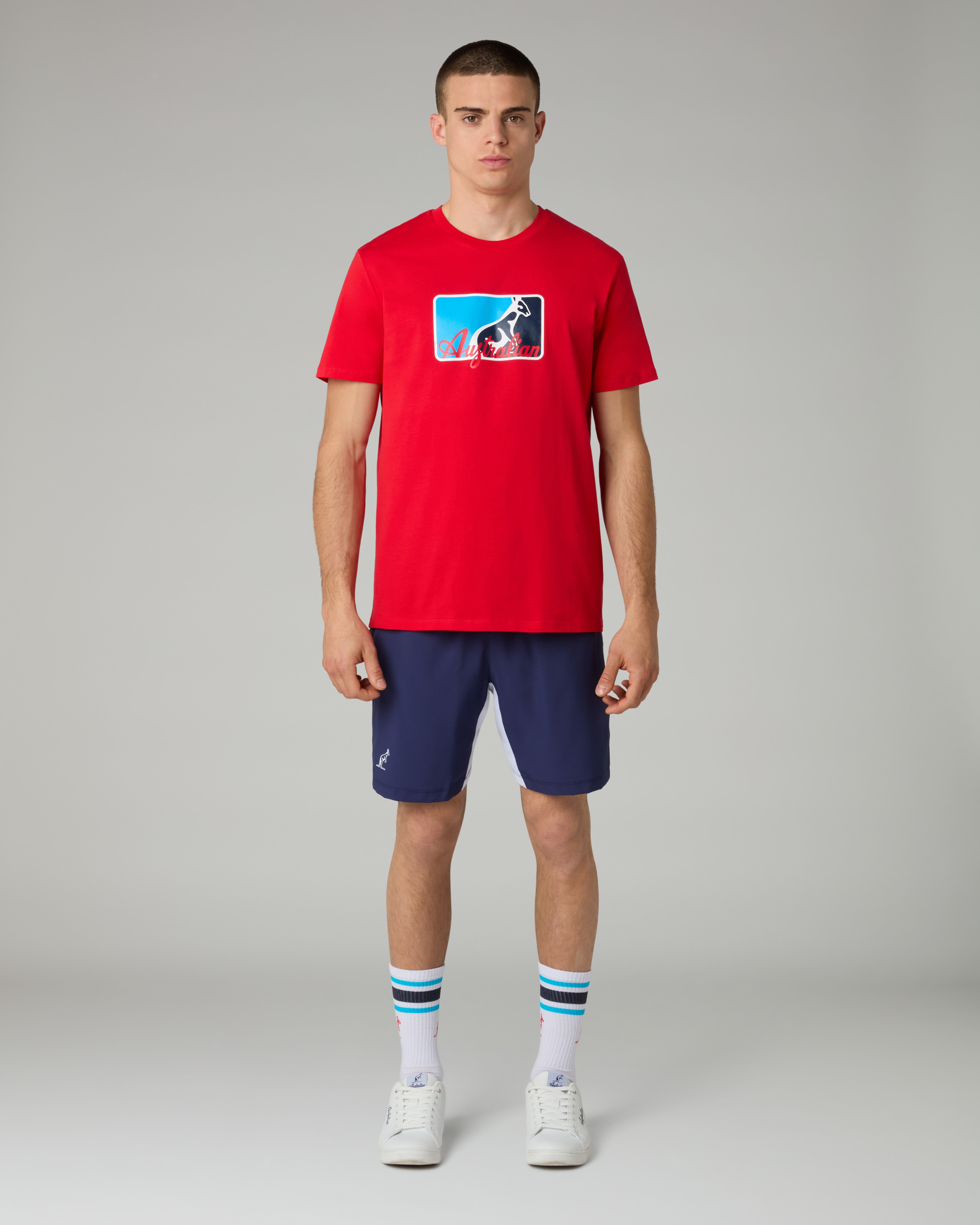 australian-league-cotton-t-shirt-t-shirt-in-cotone-rosso-vivo-tennis image 2