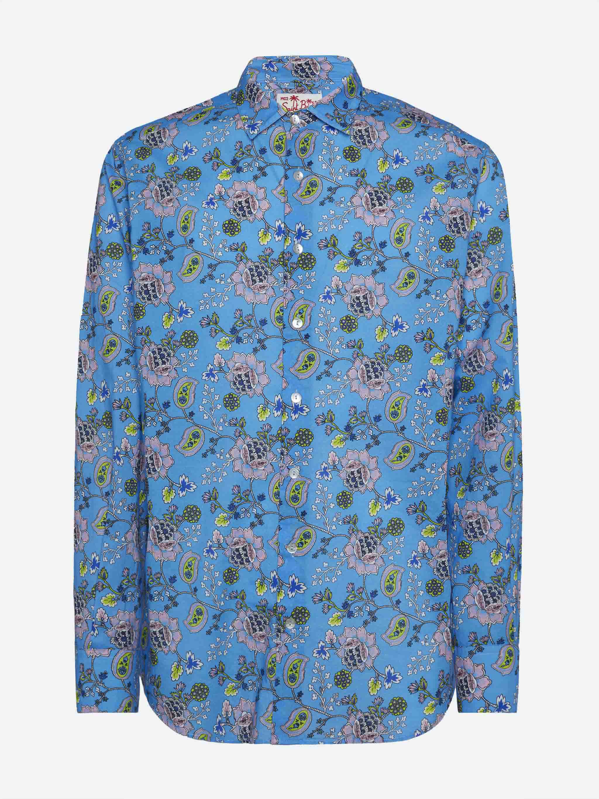 mc2-saint-barth-sikelia-camicia-uomo-mussola-cotone-azzurra-stampa-boho image 4