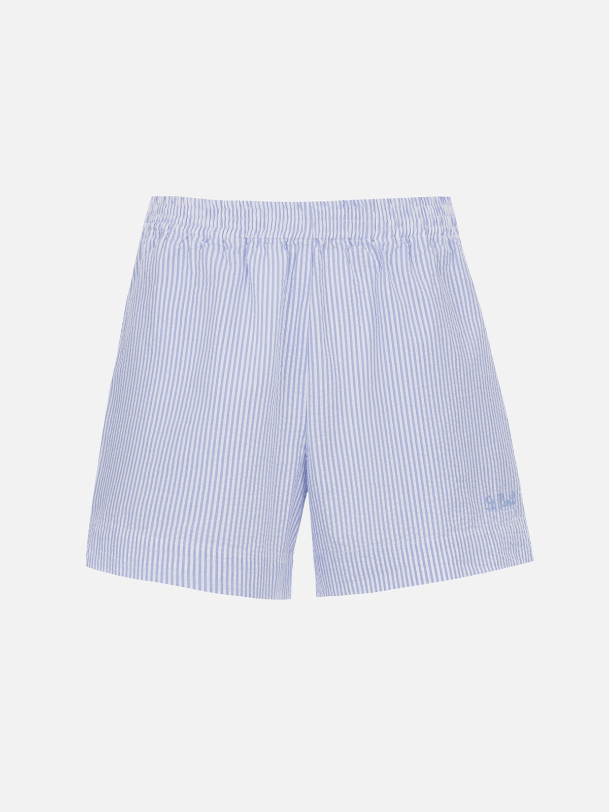 mc2-saint-barth-meave-shorts-pull-up-donna-in-cotone-seersucker-a-righe-azzurre image 5