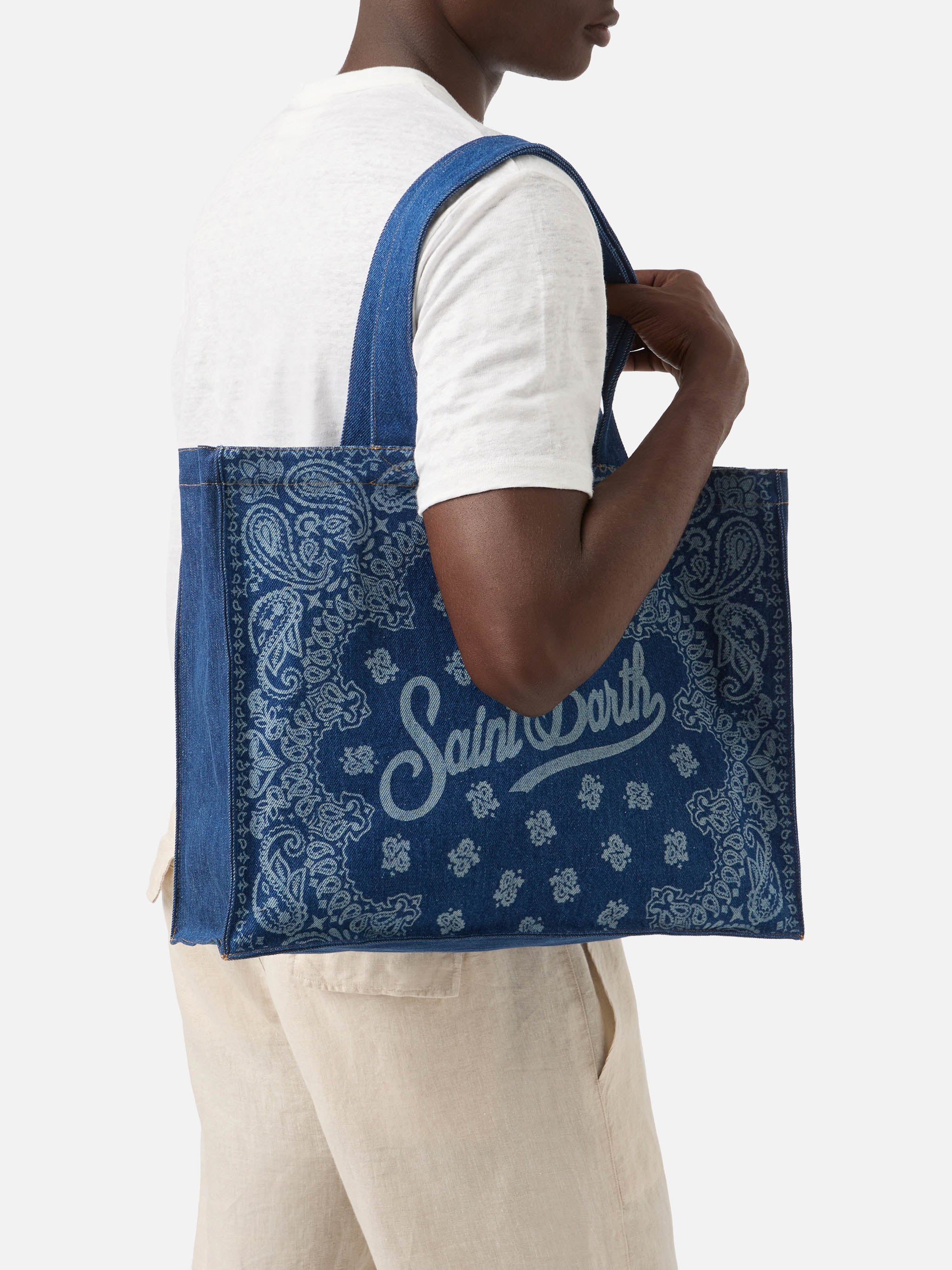 mc2-saint-barth-borsa-essential-denim-bandana-blu-44x34x10-cm image 2