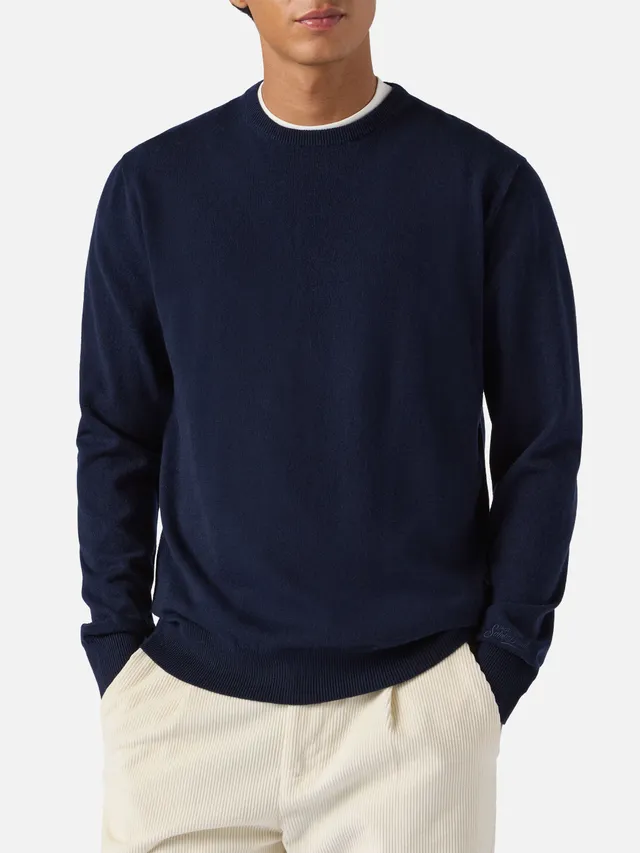 mc2-saint-barth-maglione-regent-uomo-in-lana-merino-e-cashmere-blu-notte image 1