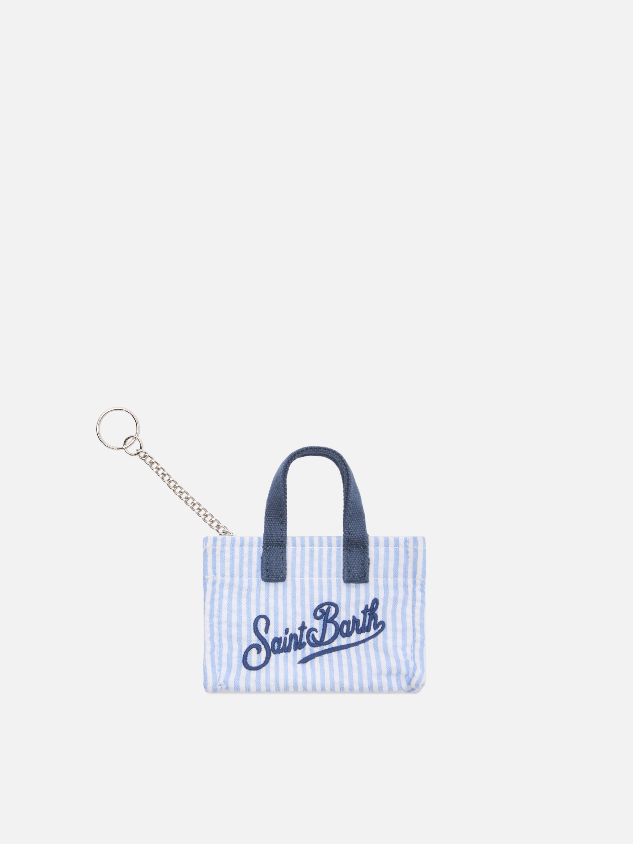 mc2-saint-barth-keychain-mini-borsa-cotone-a-righe-blu-con-logo image 1