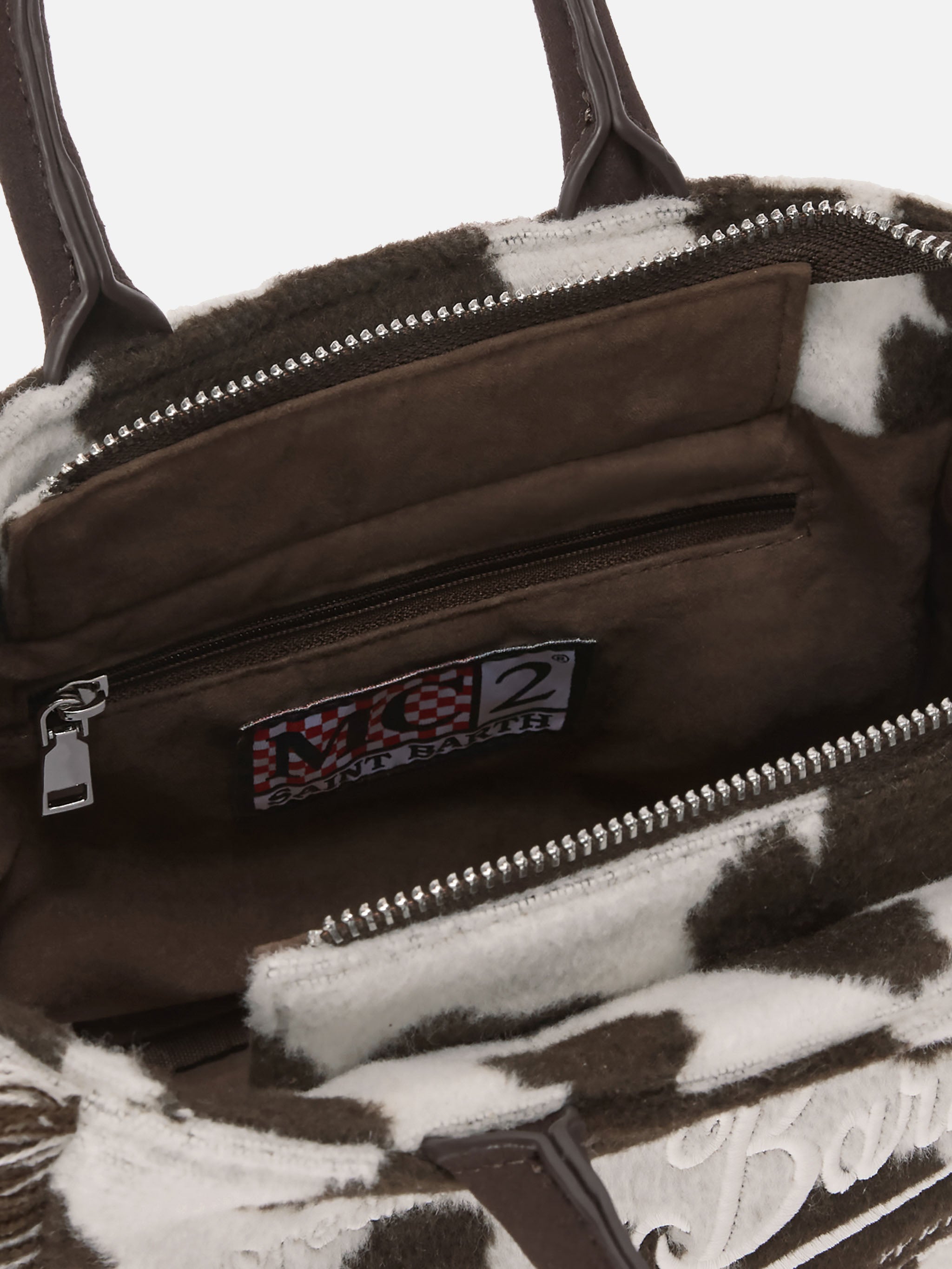 mc2-saint-barth-vanity-mini-felt-borsa-bianca-e-nera-stampa-cow image 5